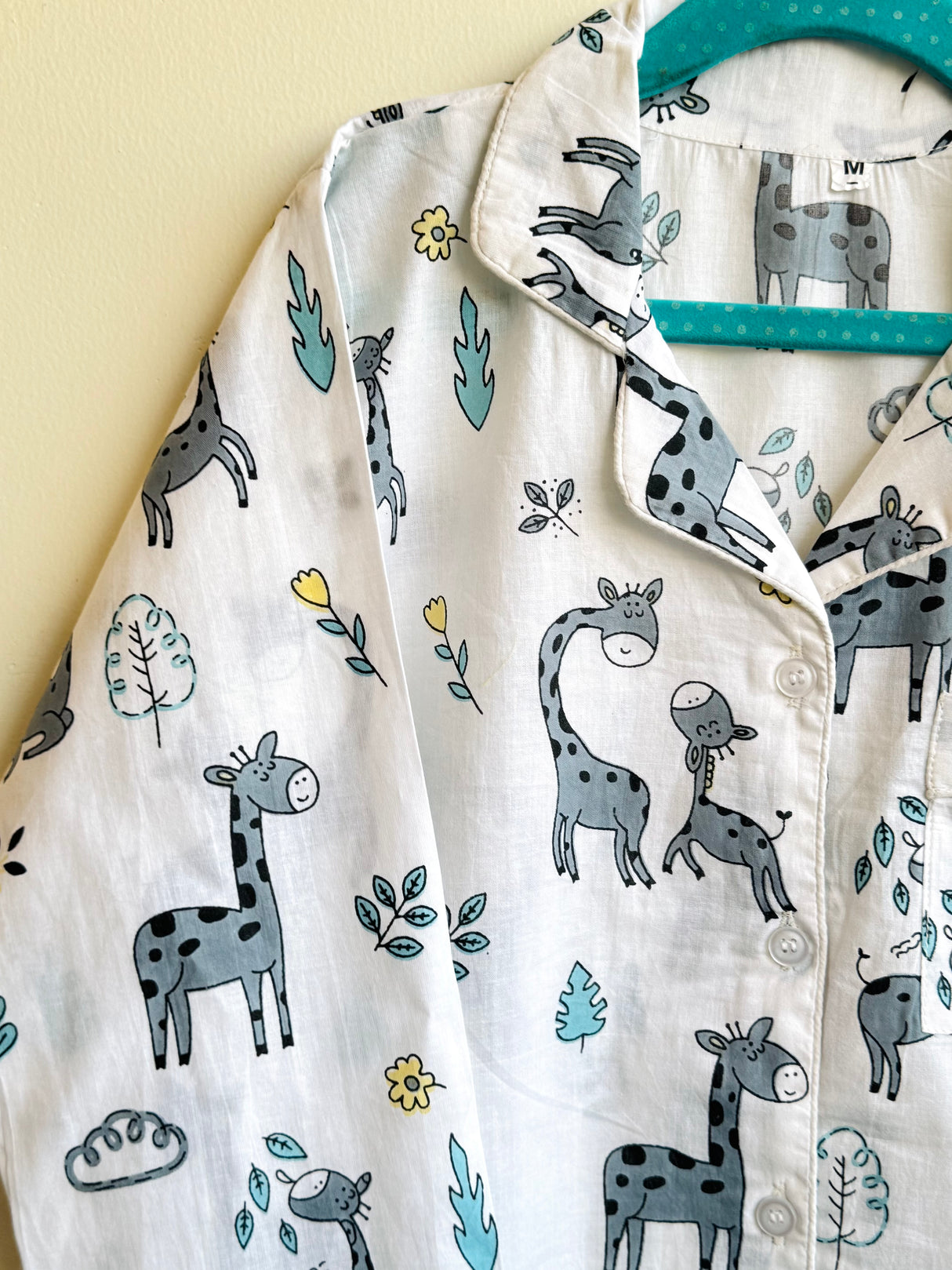 Grey Black Giraffe Kids Night Suit Set