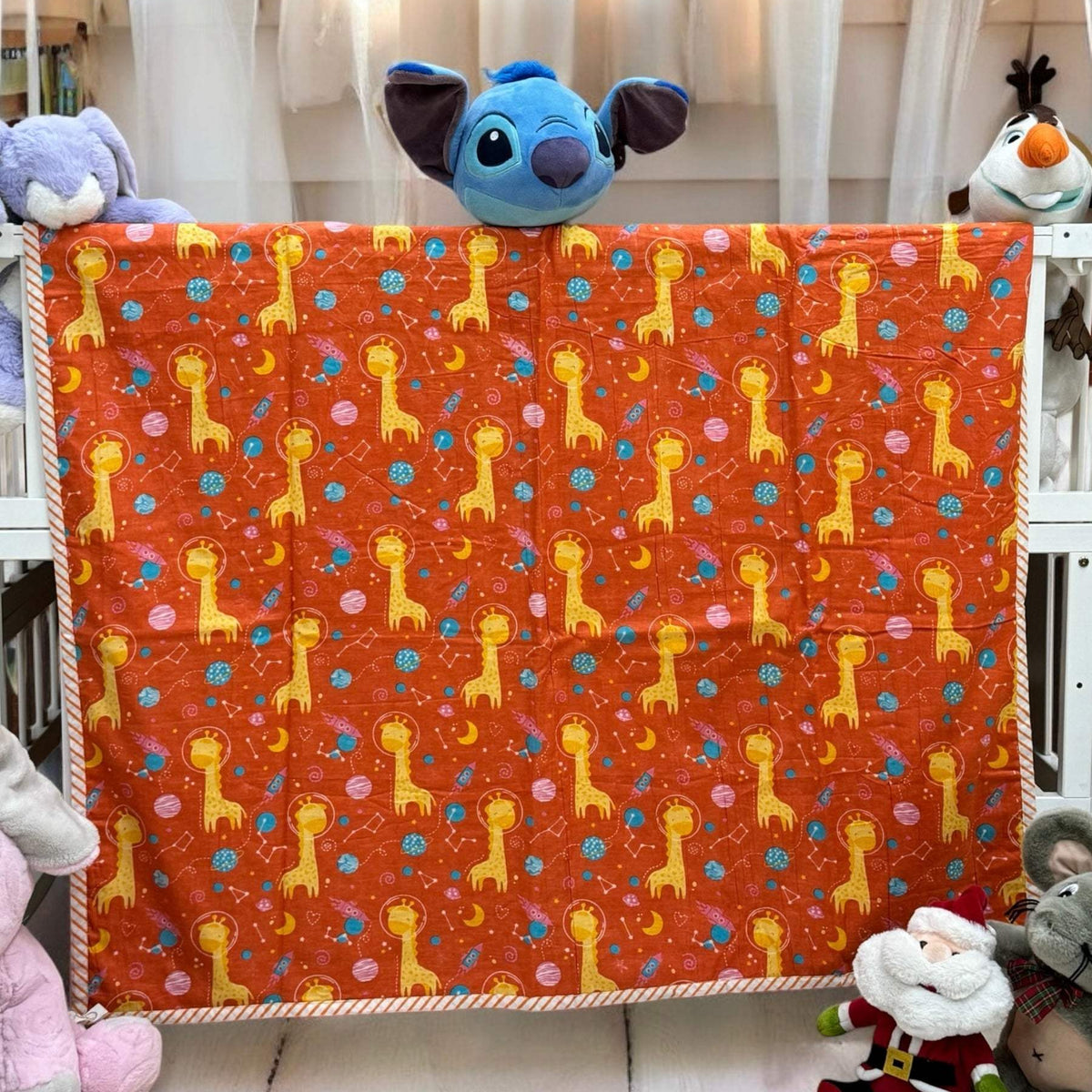 Red Heart Baby Dohar Orange Giraffe And Space Wonders- Layered