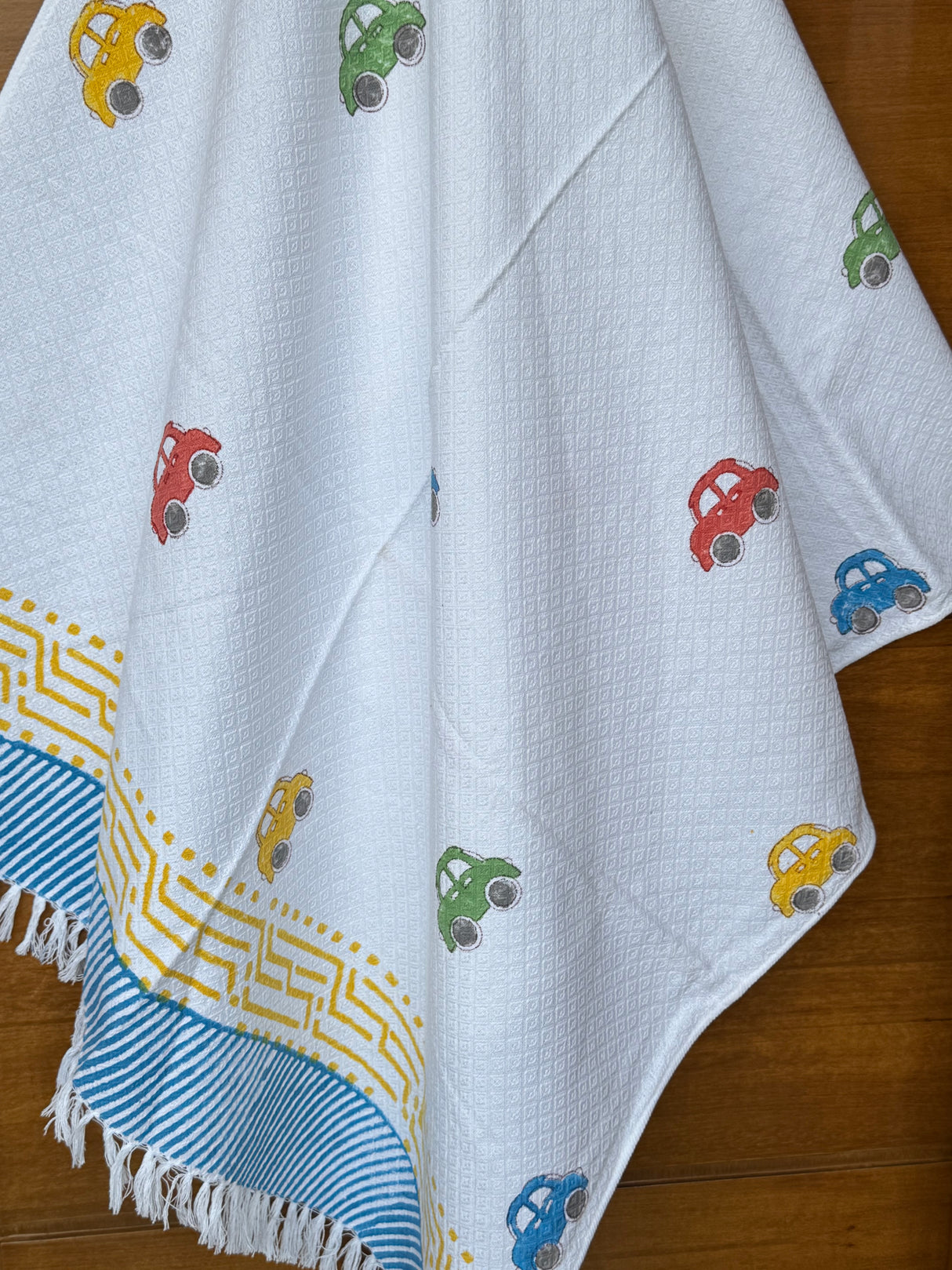 Cotton Colorful Cars Towel – Quick-Dry, Playdate Favor