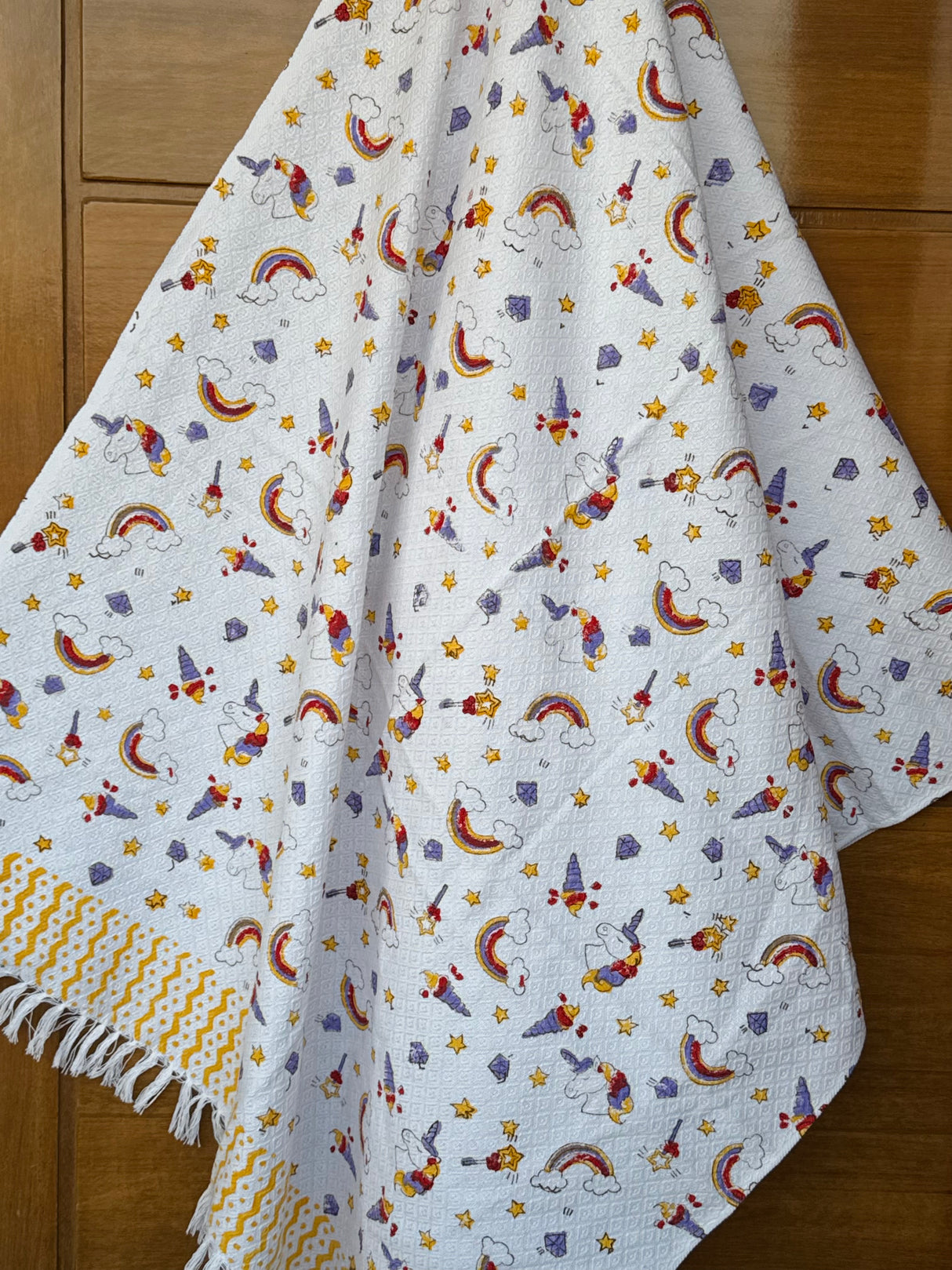 Rainbow & Unicorn Theme Kids Towel Cotton Jacquard Weave