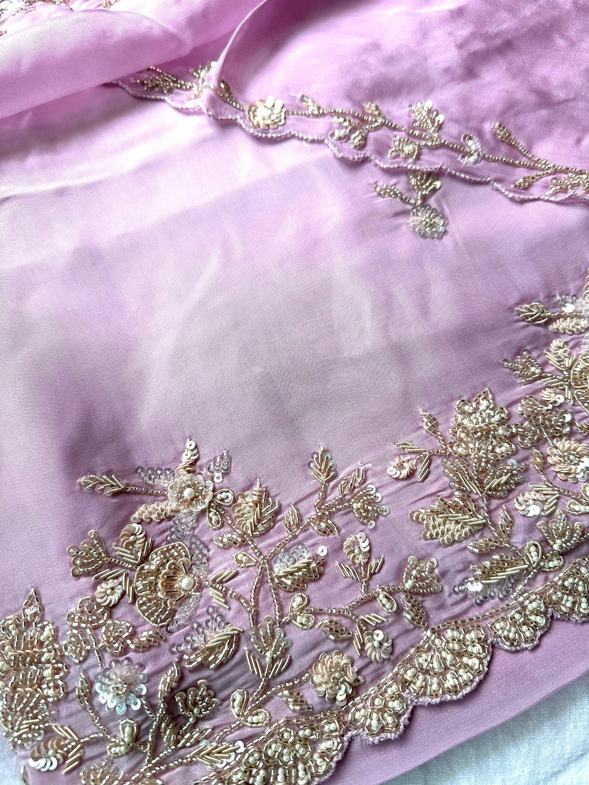 Pure georgette unstitched kurta with embroidery and bottom and Dupatta