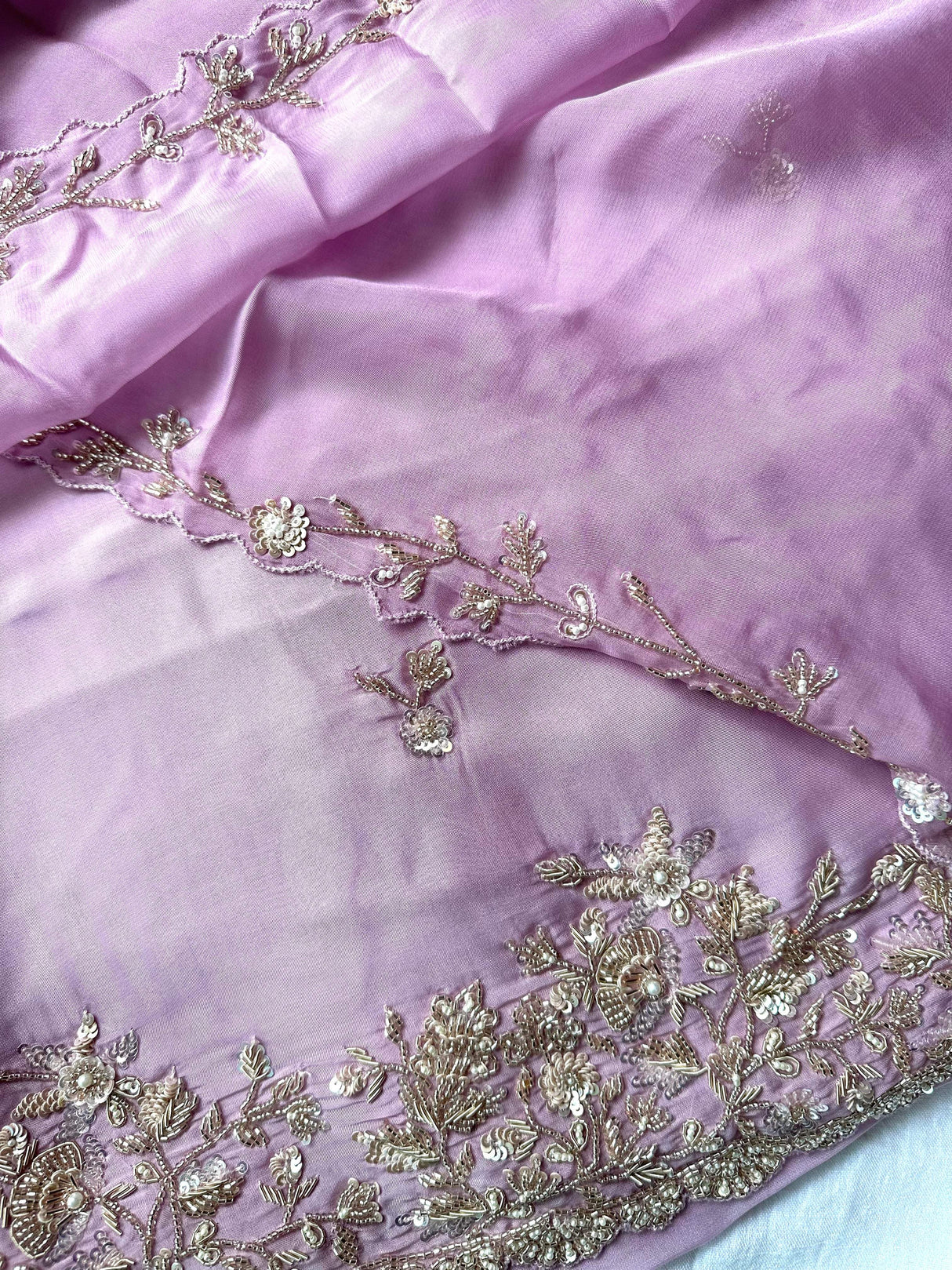 Pure georgette unstitched kurta with embroidery and bottom and Dupatta