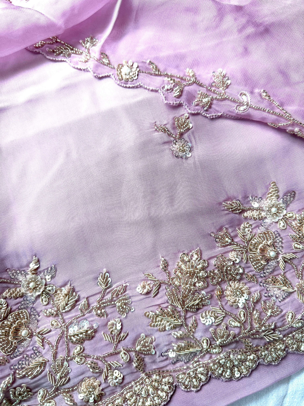 Pure georgette unstitched kurta with embroidery and bottom and Dupatta