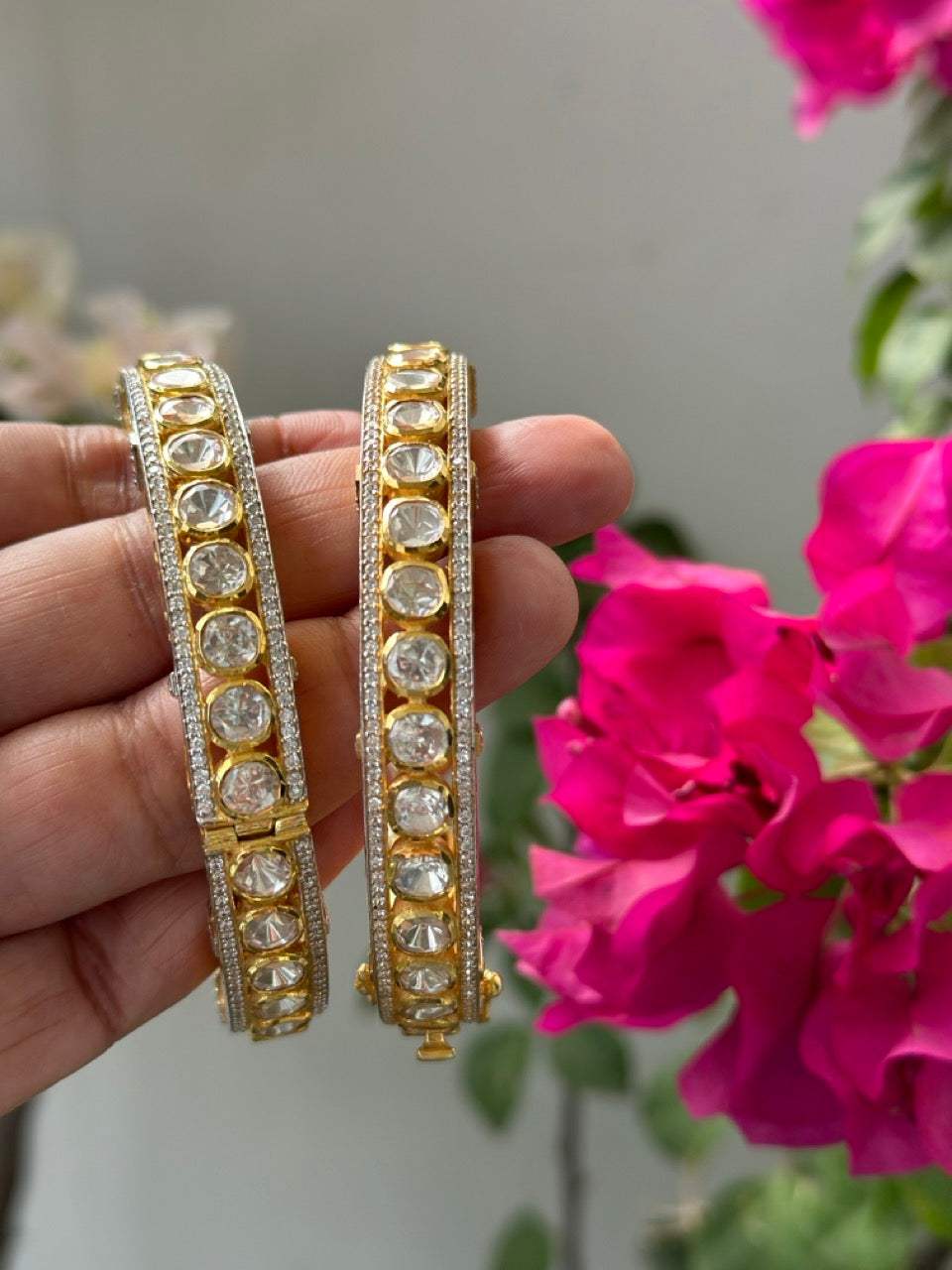 Noor Polki Kadas - Super exclusive handcrafted 92.5 silver Kadas