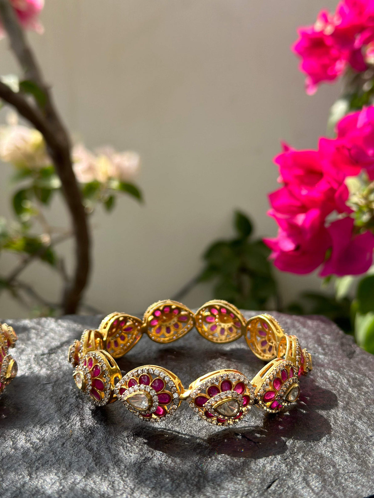 Raang Mahal - Super exclusive Ruby Imitation handcrafted 92.5 silver kadas