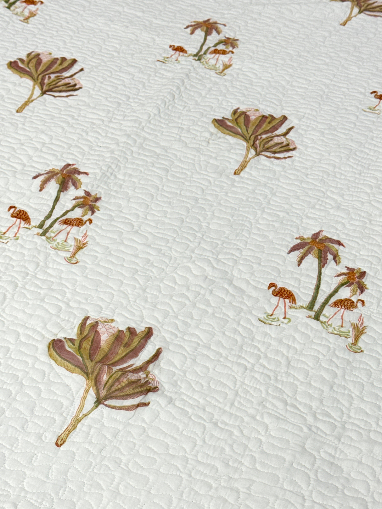 Elegant Harmony King Size Quilted Blockprint Reversible Mulmul Bedcover (108x108 inches)