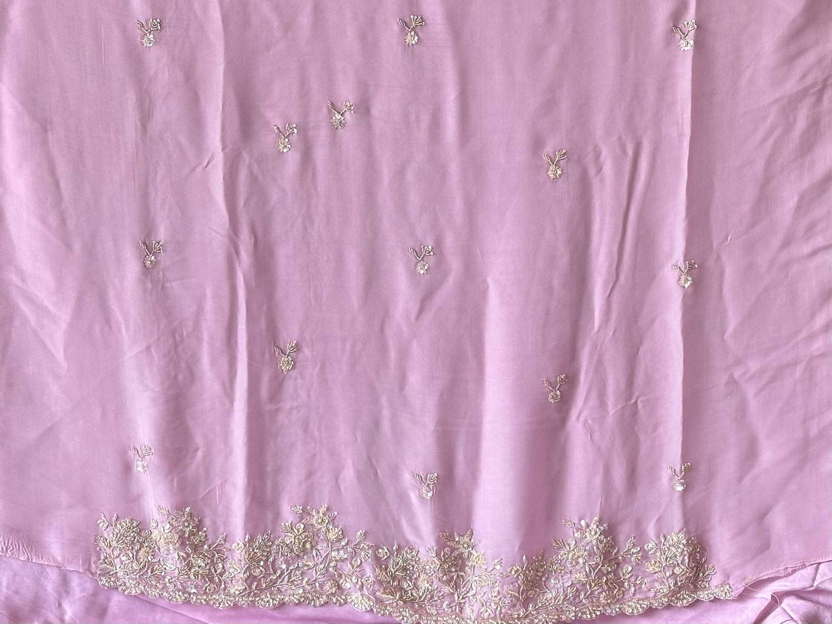 Pure georgette unstitched kurta with embroidery and bottom and Dupatta