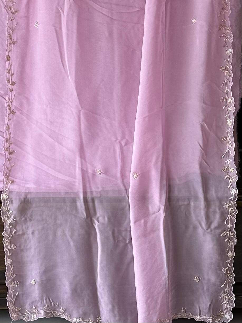 Pure georgette unstitched kurta with embroidery and bottom and Dupatta