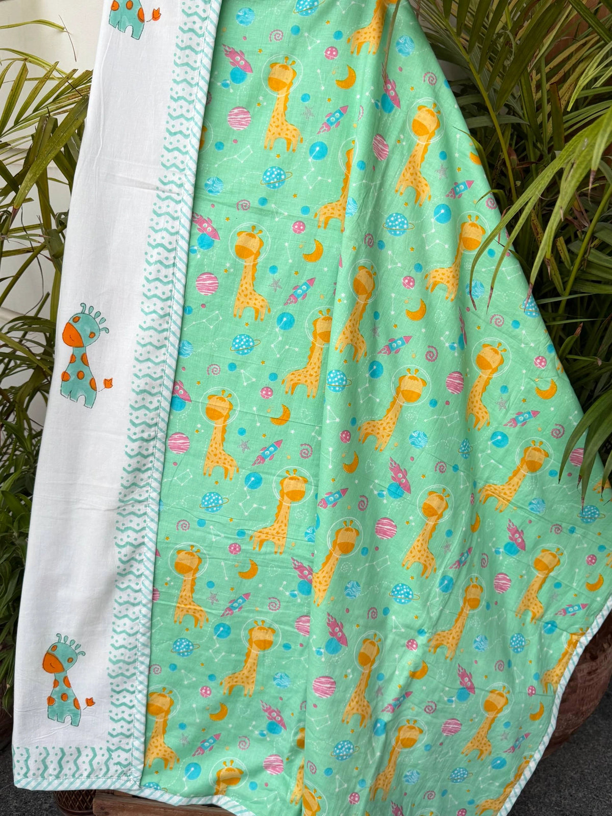 Giraffe Adventure Printed Reversible Kids Cotton Blanket