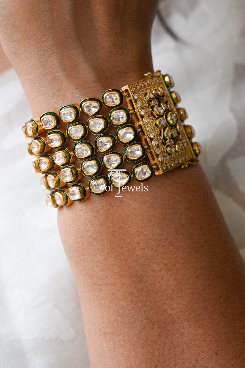 Jodha Legacy Bracelet - Statement Handcrafted 92.5 Silver Meenakari Bracelet