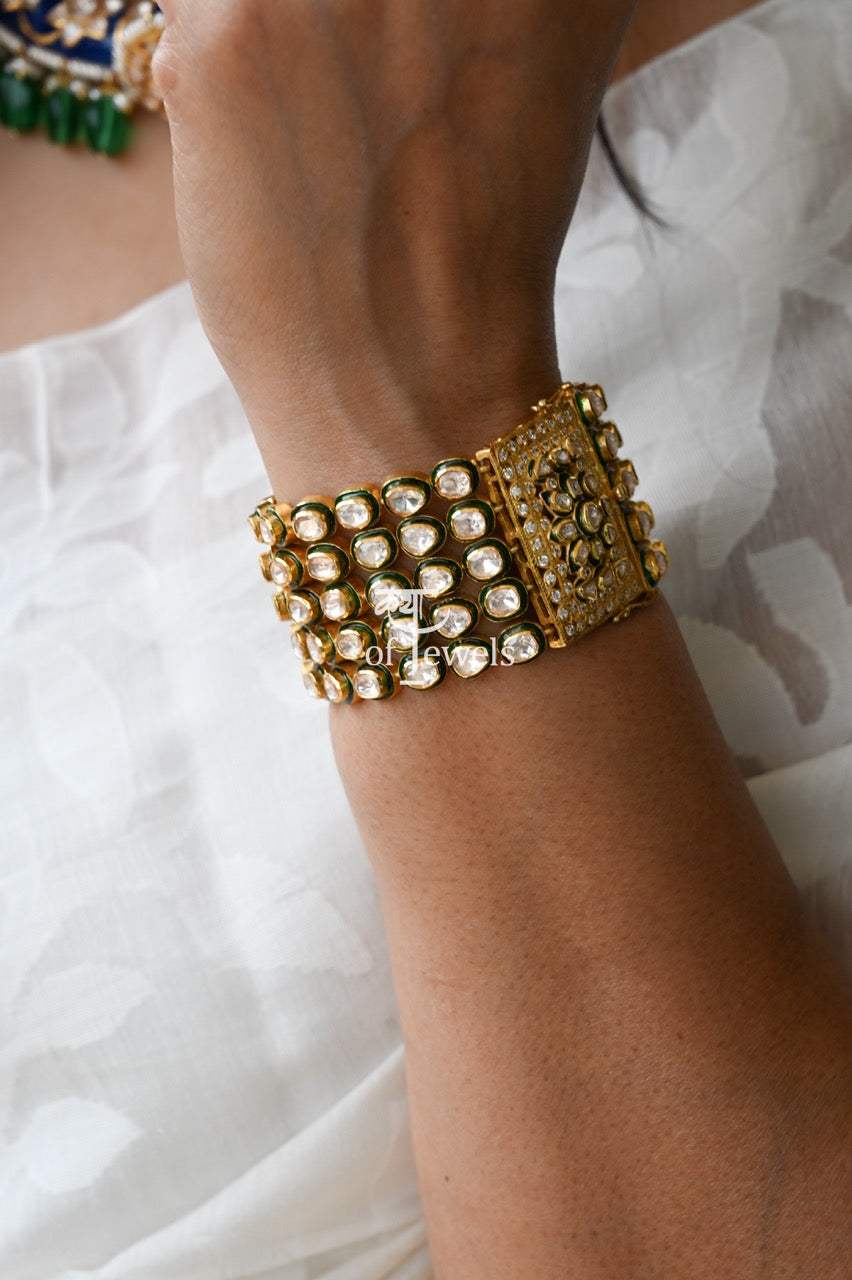 Jodha Legacy Bracelet - Statement Handcrafted 92.5 Silver Meenakari Bracelet