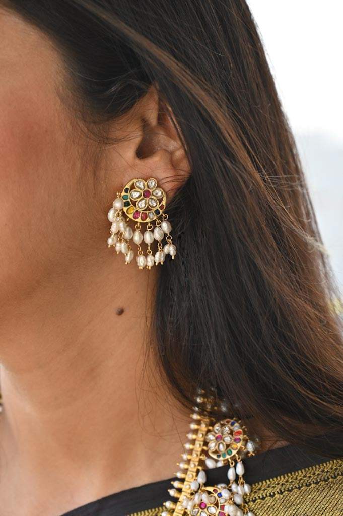 Heirloom Elegance - Handcrafted 92.5 Silver Gutta Pusalu with Earrings