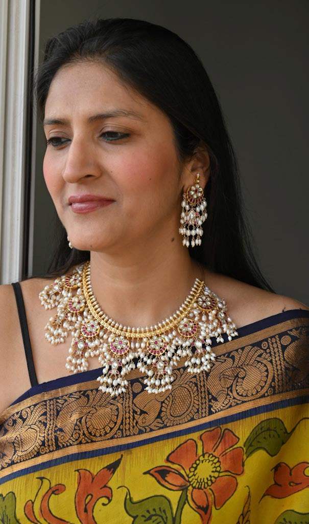 Whispers of Royalty - Handcrafted 92.5 Silver Gutta Pusalu with Earrings