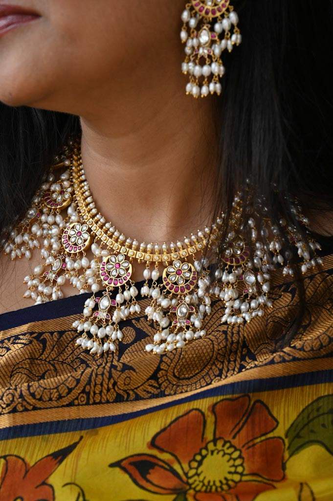 Whispers of Royalty - Handcrafted 92.5 Silver Gutta Pusalu with Earrings