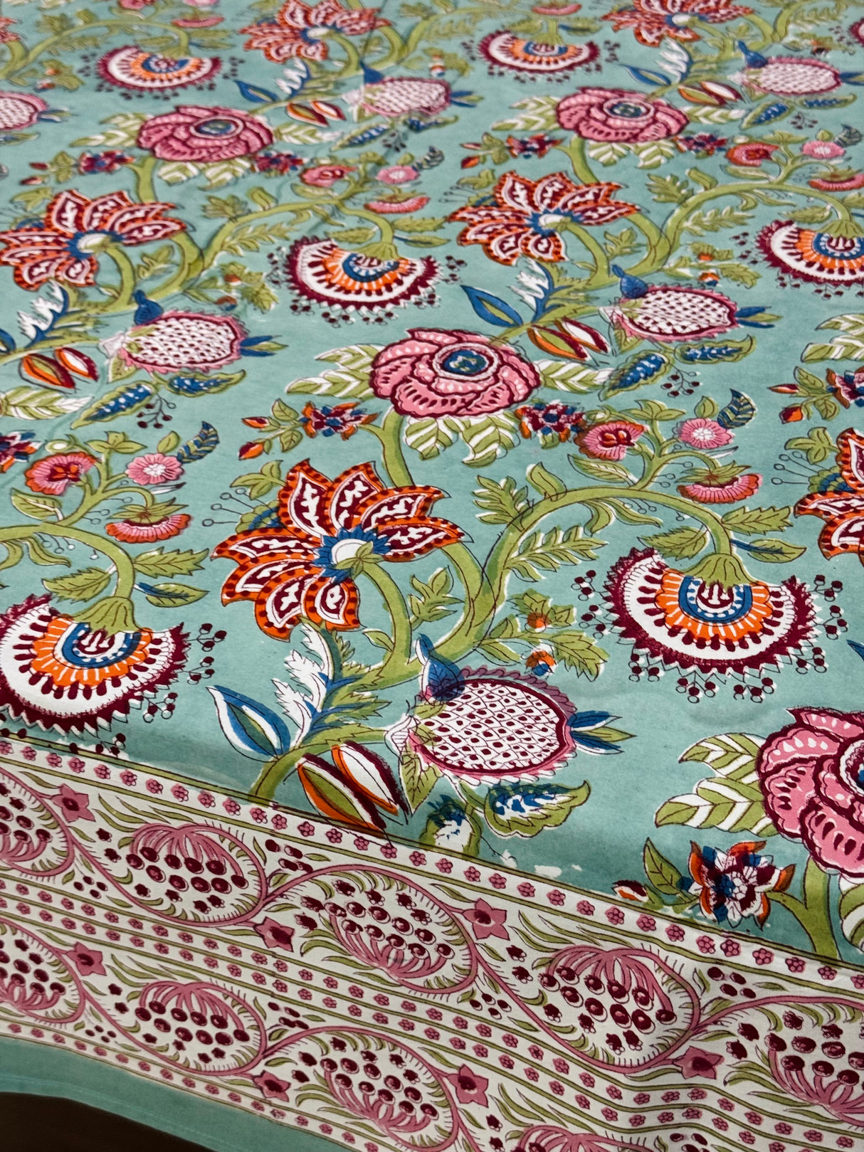 Refined Botanical Blockprint Cotton Bedsheet