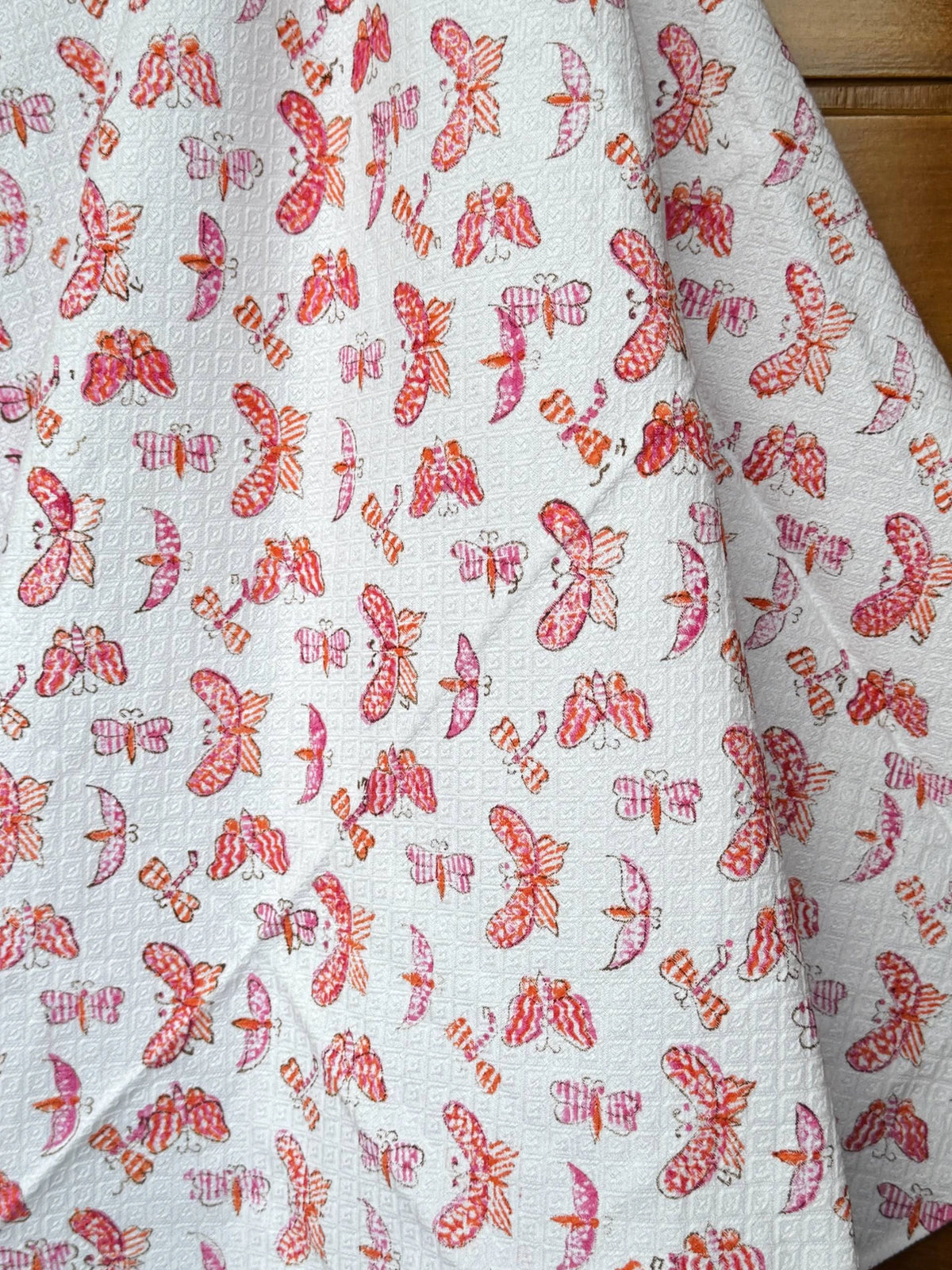Butterfly Garden Blockprint Kids Towel Cotton Jacquard Weave