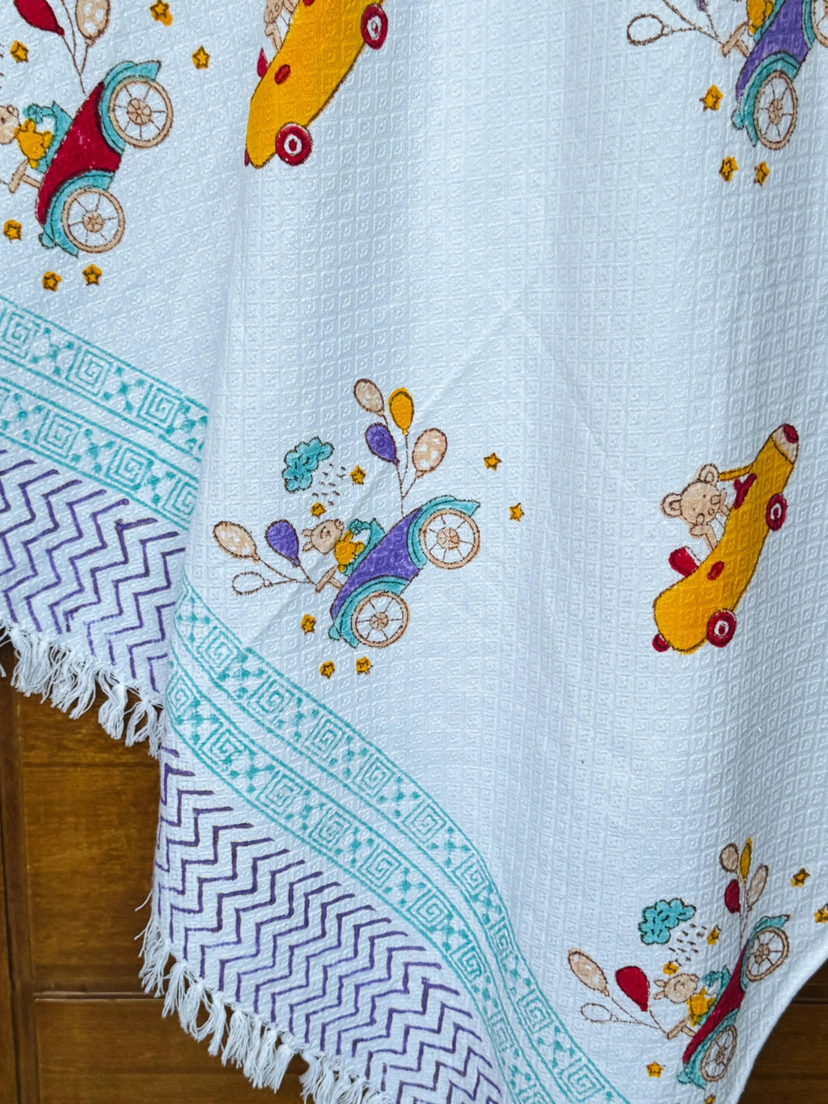 Teddy Cars & Balloons Kids Towel Cotton Jacquard Weave