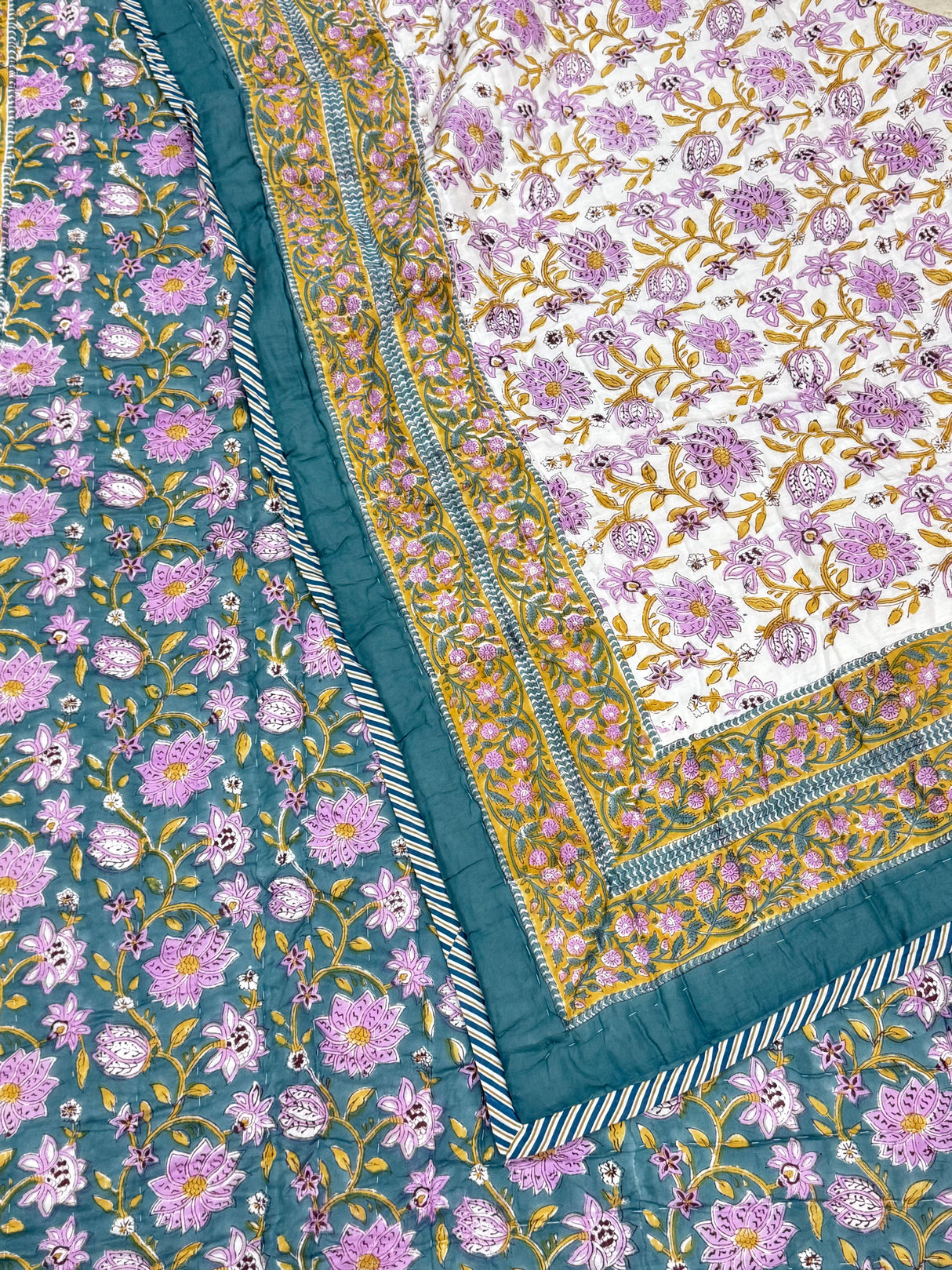 Celestial Heirloom Handcrafted Jaipuri Reversible Quilt