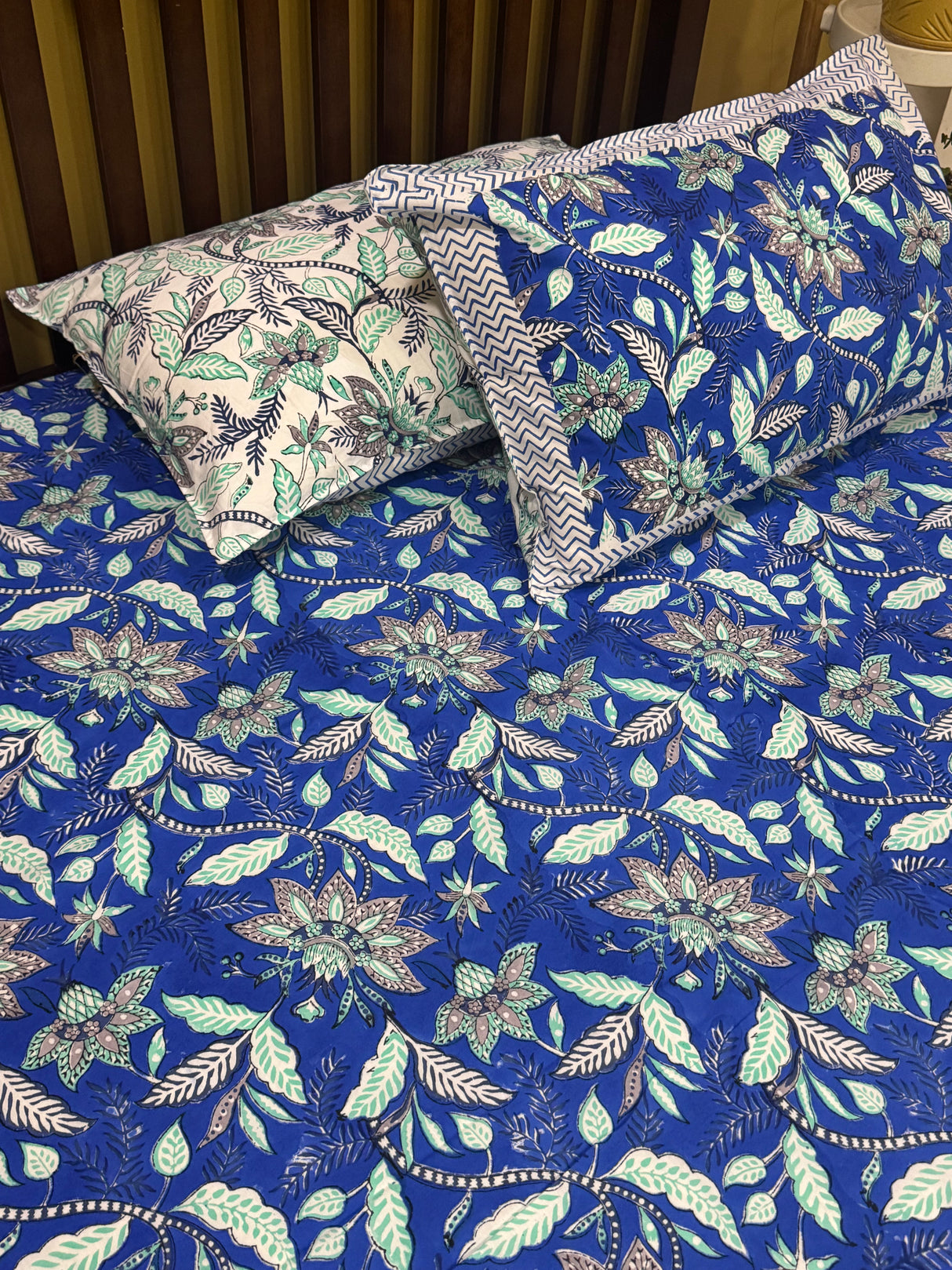 Nature Sprigs Blockprint Cotton Bedsheet