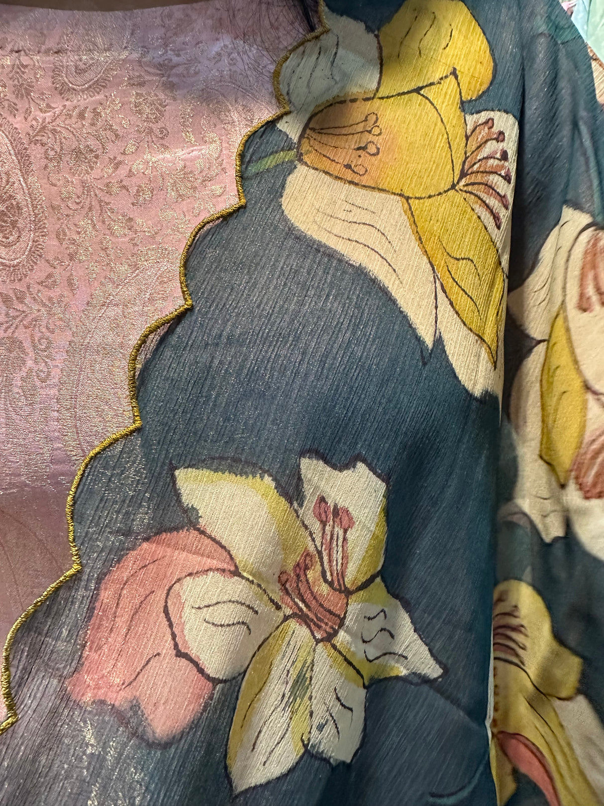 Delicate Allure Pure Chiffon Kalamkari Dupatta