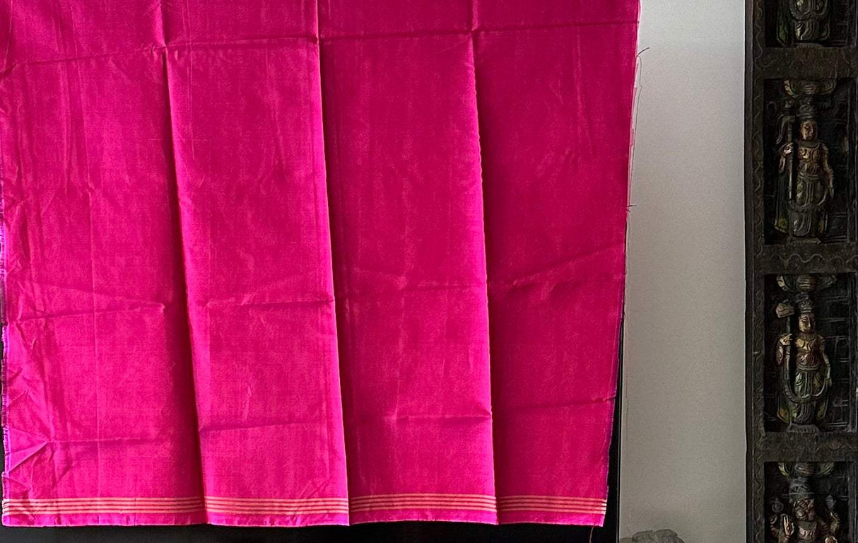 Exquisite Handloom Violet and Pink Mulberry Silk Ikat Patola Saree with Intricate Navratna Motif