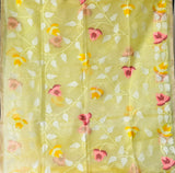 Super Exclusive Yellow Colour Handloom Muslin Silk Saree with Jamdani weaving