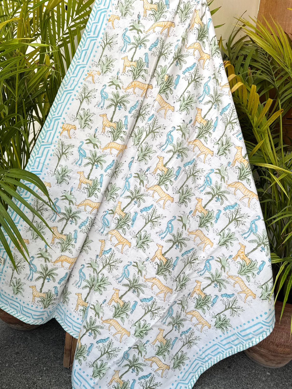 Jungle Tales Handblock Printed Layered Kids Quilt