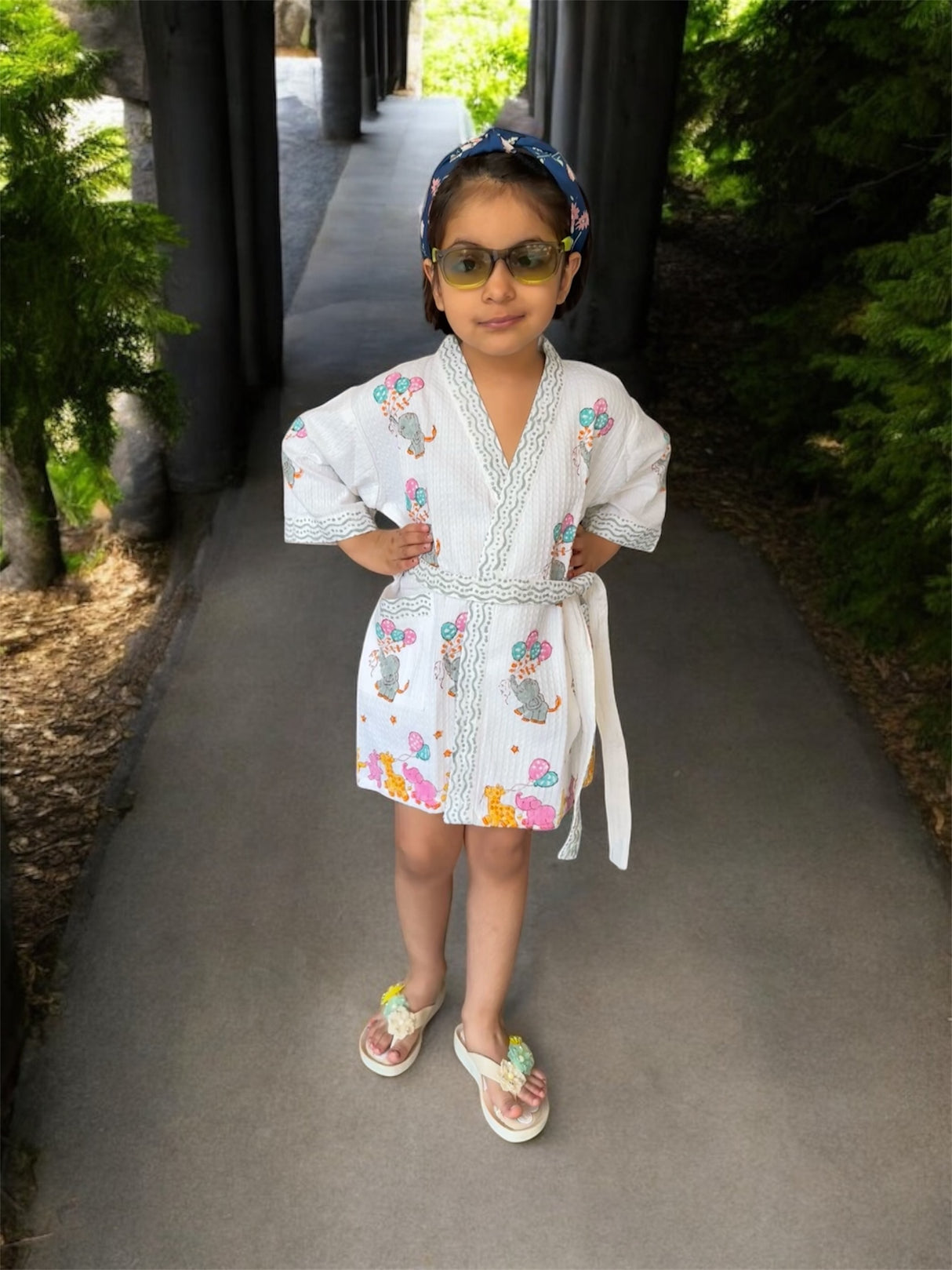 handblock printed elephant theme bathrobes for kids retail and wholesale Malaysia Philippines