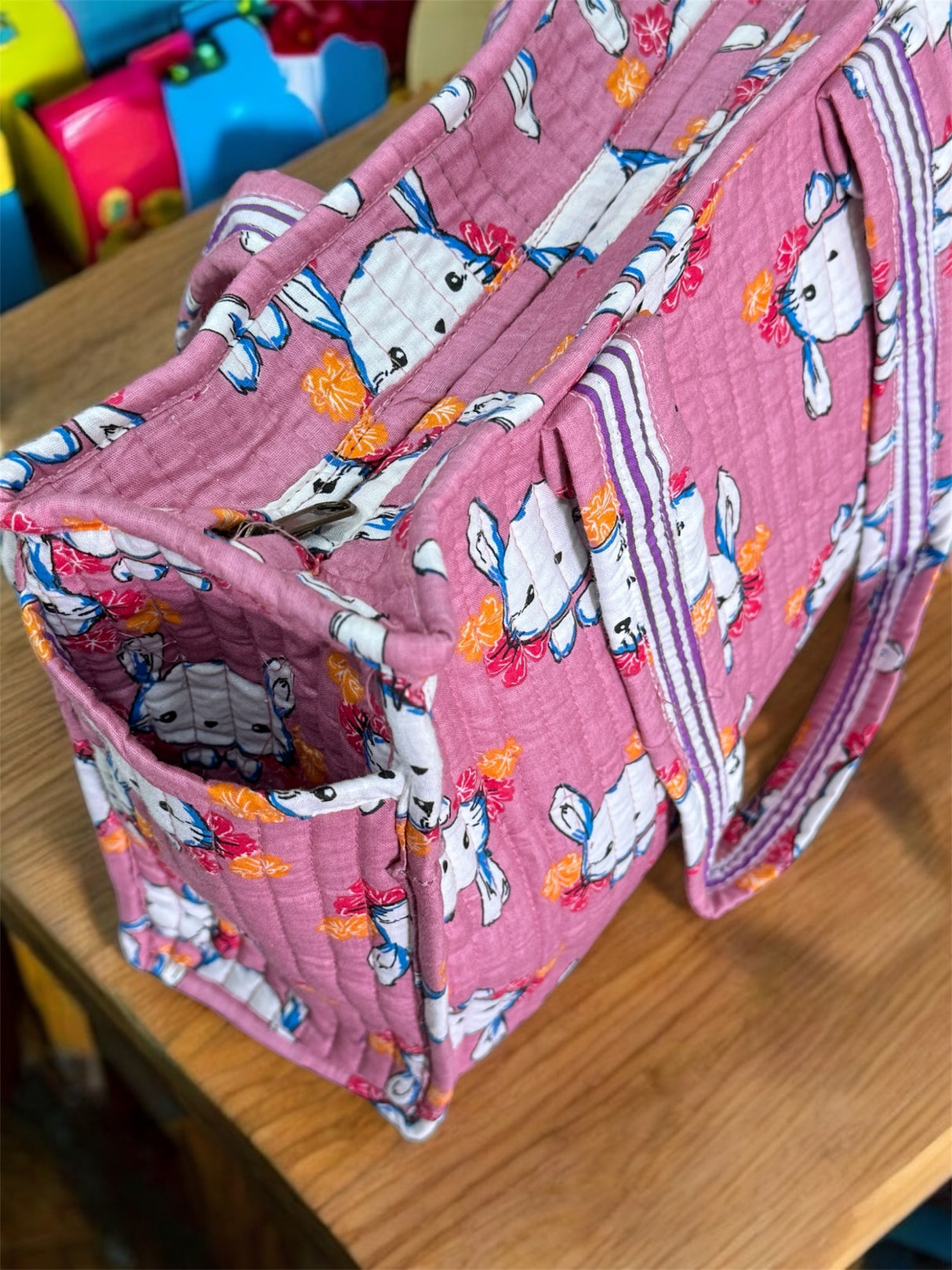 Durable quilted tote bags for moms and kids for outings in Switzerland  Bulk gifting cotton tote bags for kids’ birthdays with international shipping to Dubai