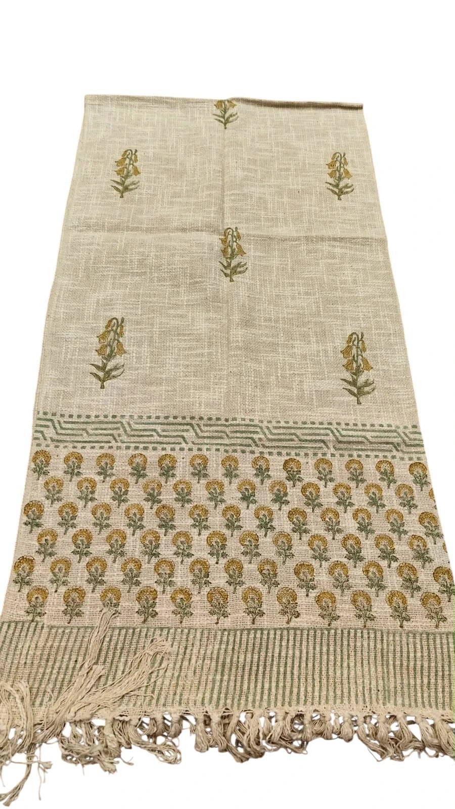 Yellow Floral Handblock Printed Table Runner