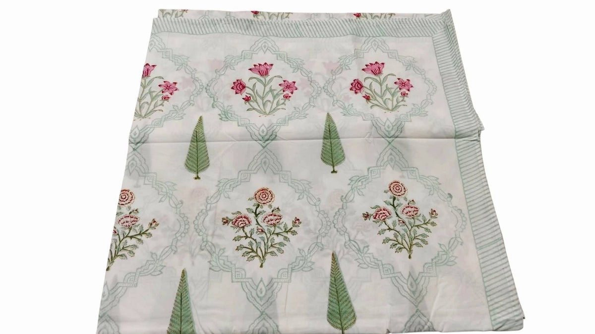 Pink Floral Medallion Cotton Bedsheet Set