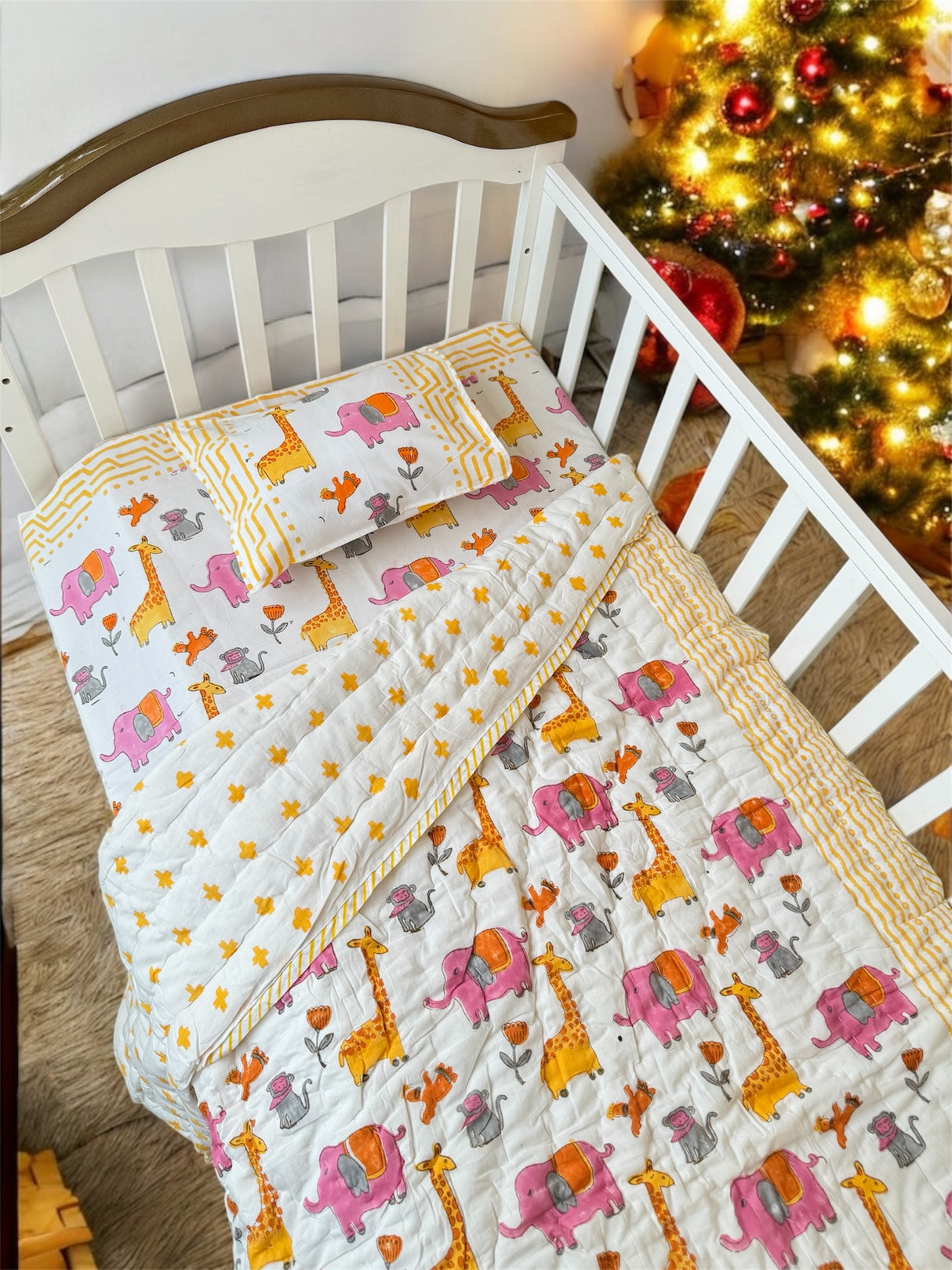 Pink yellow animal print blanket for kids