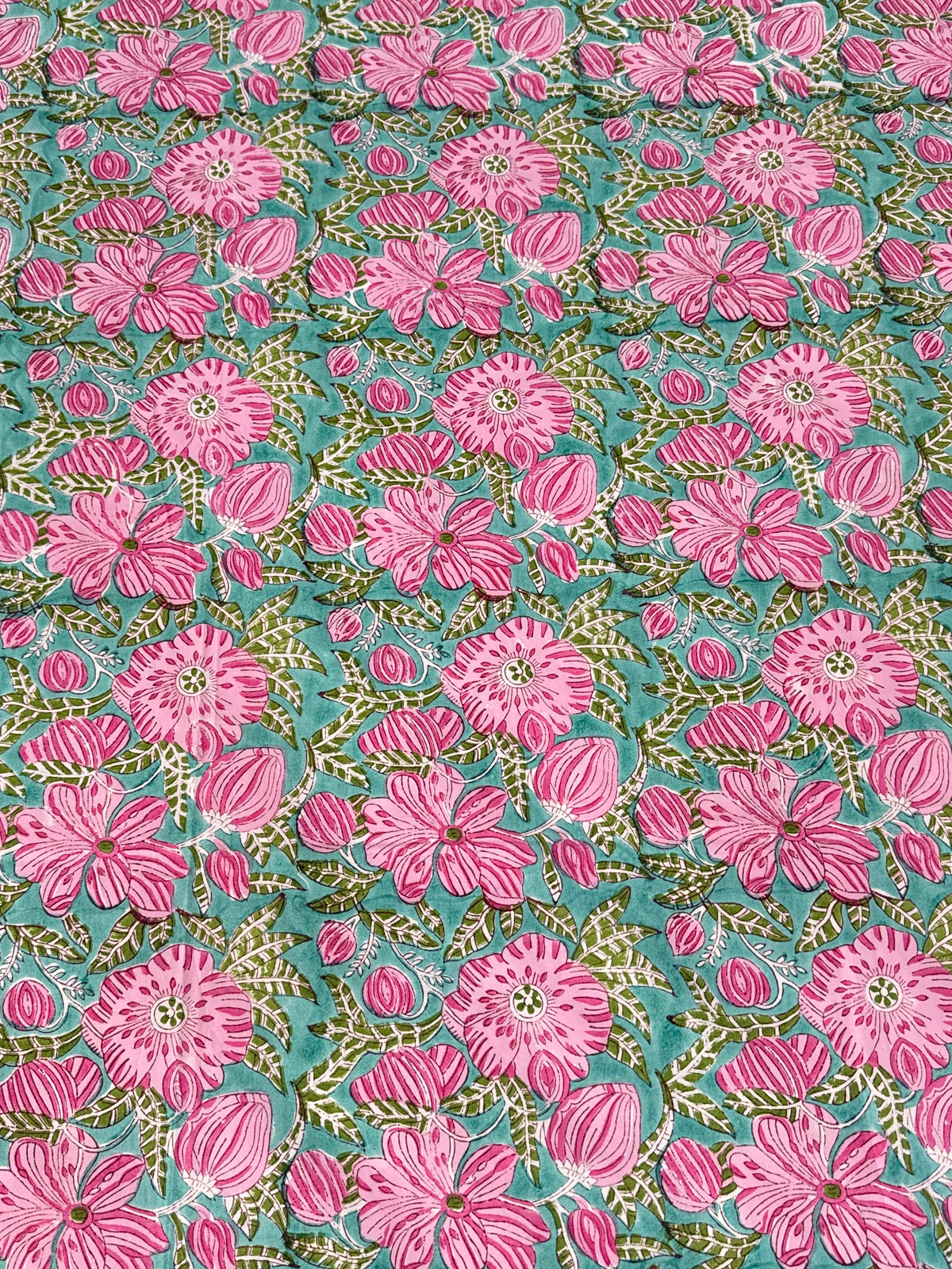 Pink floral print fitted elastic cotton bedsheet