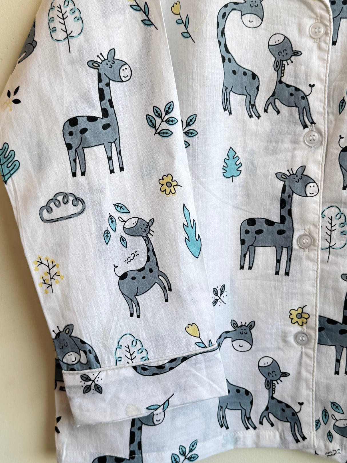 Grey Black Giraffe Kids Night Suit Set