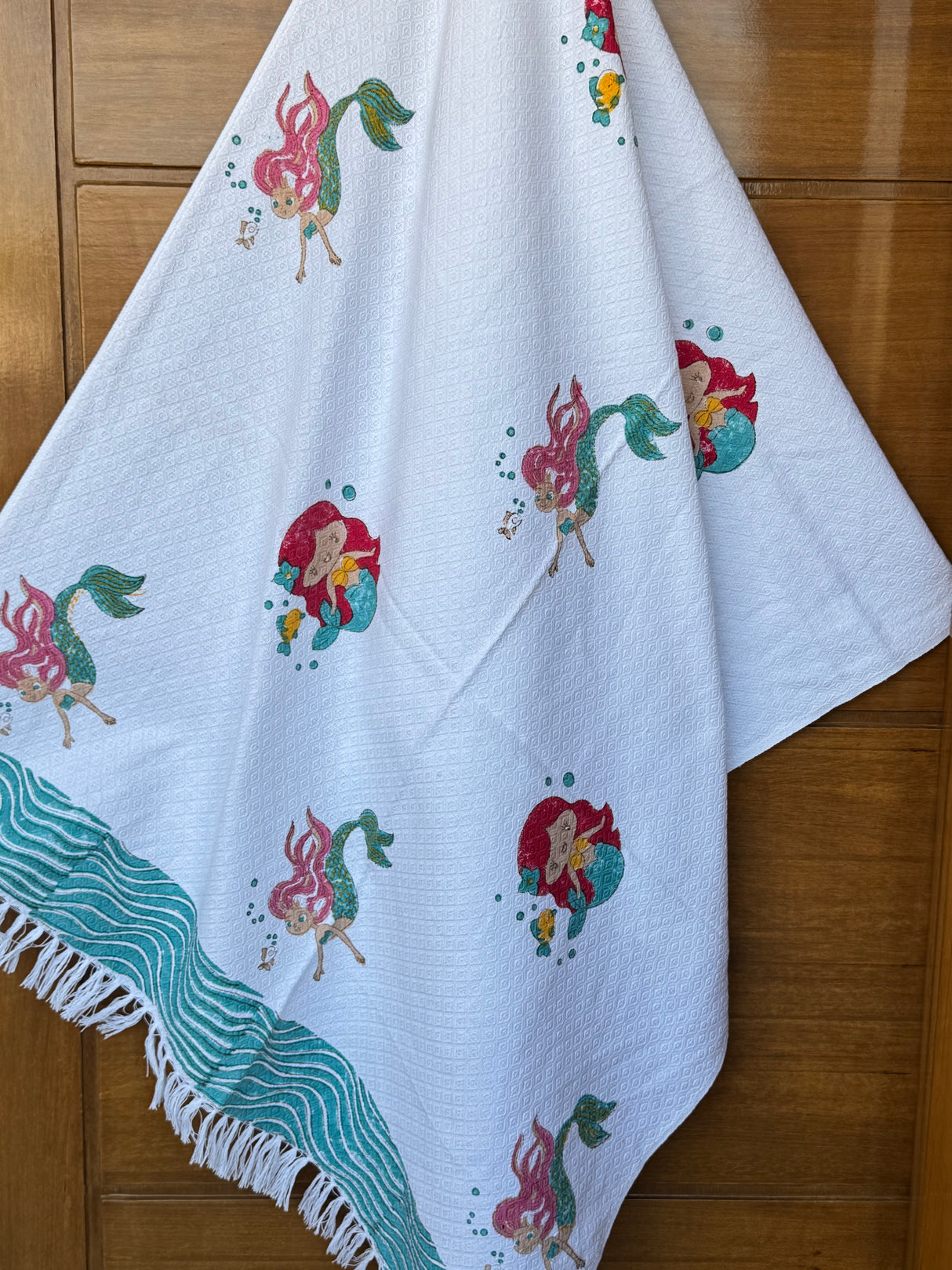 Mermaid Magic Blockprint Kids Towel – Cotton Jacquard Weave
