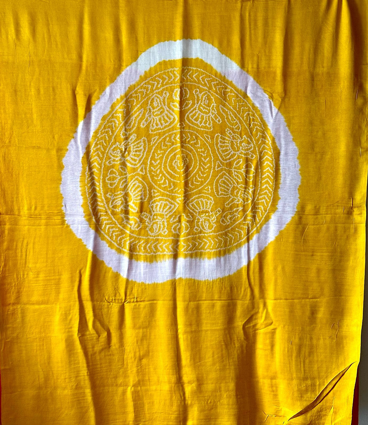 pure-gajji-silk-mustard-yellow-pink-rasmandal-circle-bandhani-saree