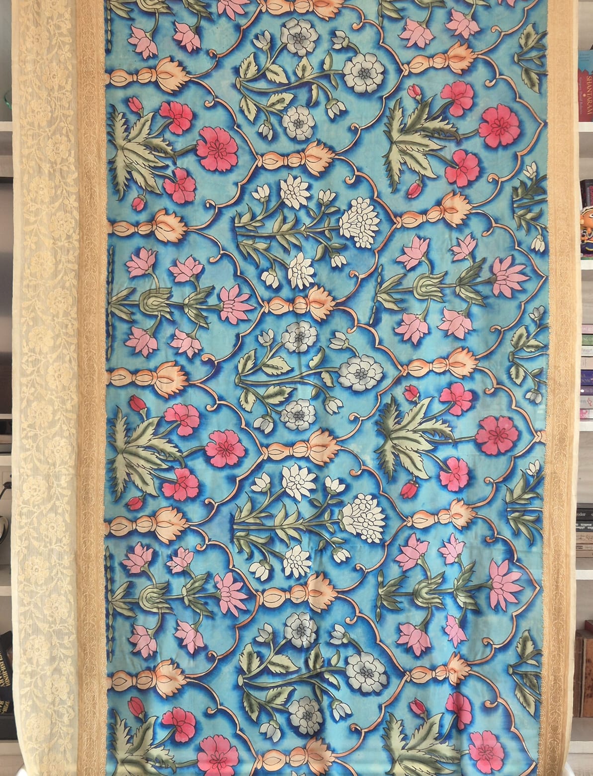 rangrekha-sutra-pure-banarasi-georgette-kalamkari-saree-with-lucknow-hand-chikankari