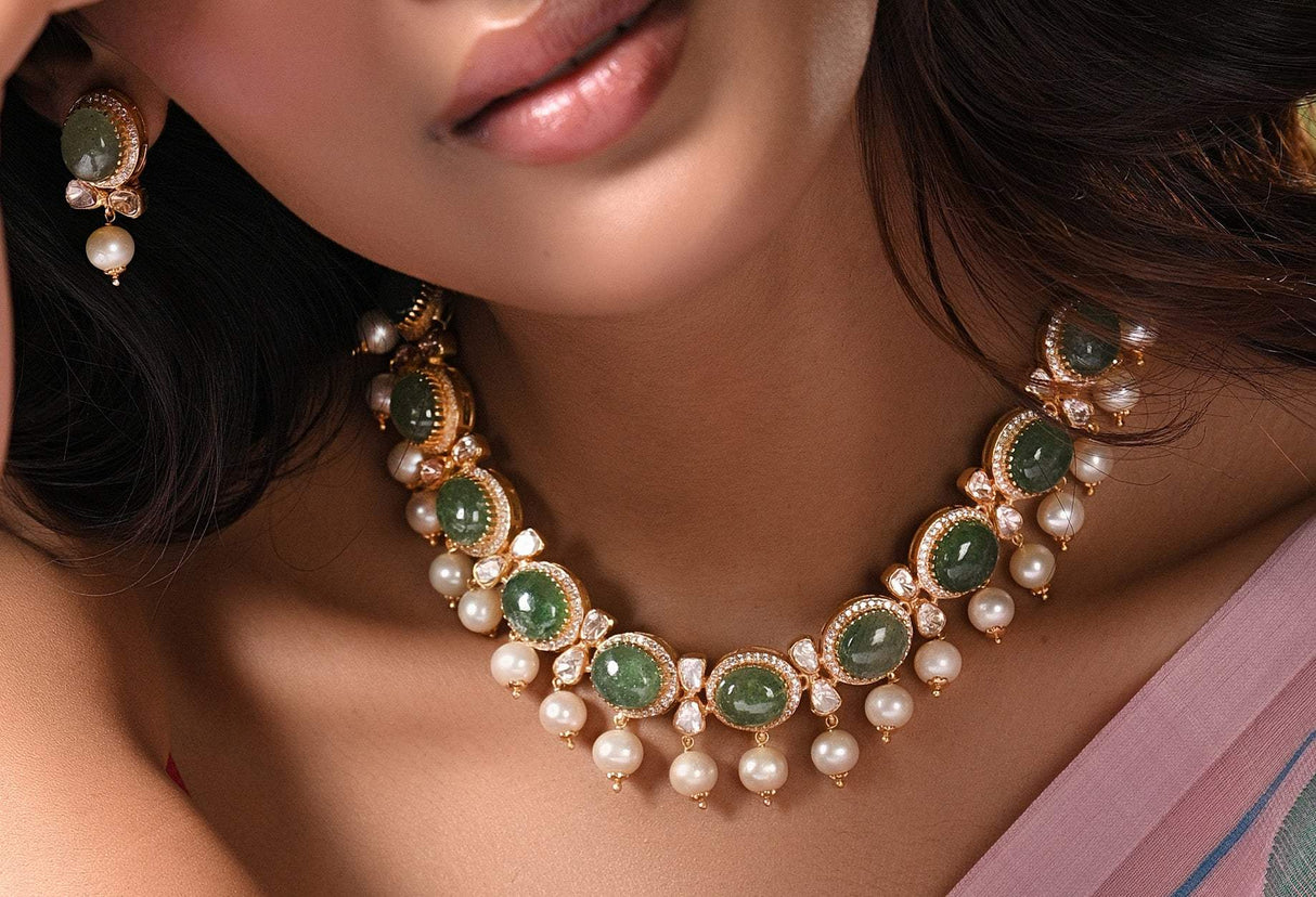 Handcrafted 92.5 Silver Necklace and Earrings