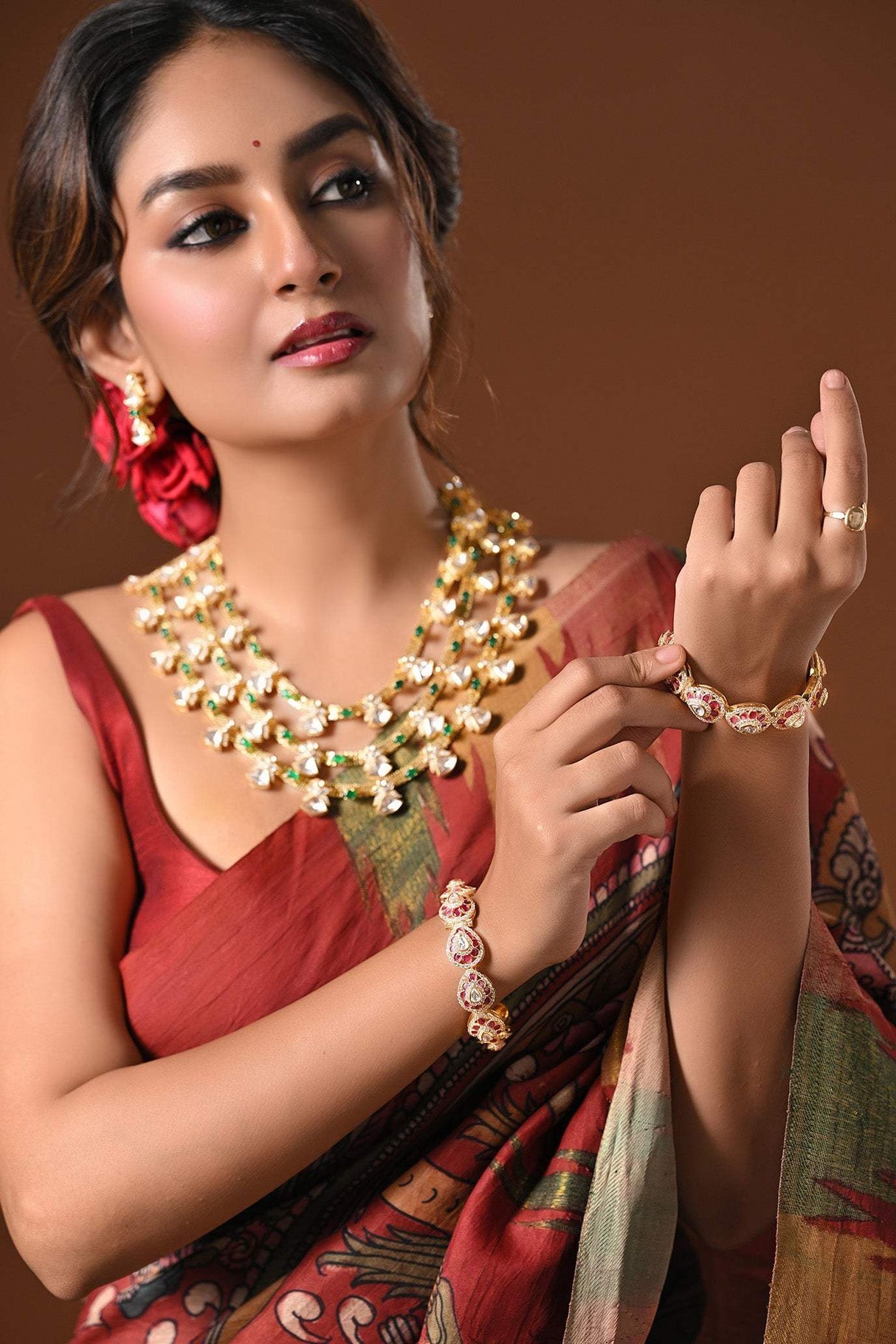 Raang Mahal - Super exclusive Ruby Imitation handcrafted 92.5 silver kadas