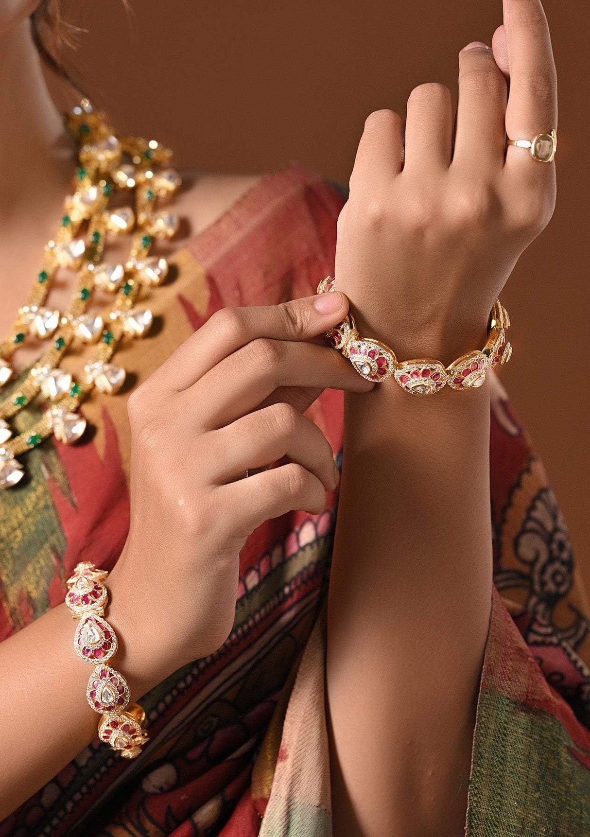 Raang Mahal - Super exclusive Ruby Imitation handcrafted 92.5 silver kadas