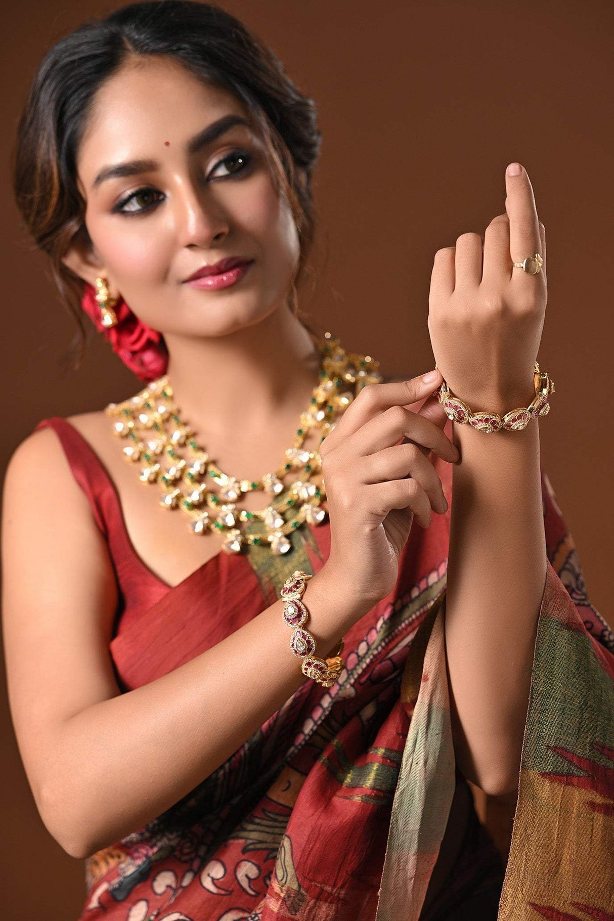 Raang Mahal - Super exclusive Ruby Imitation handcrafted 92.5 silver kadas