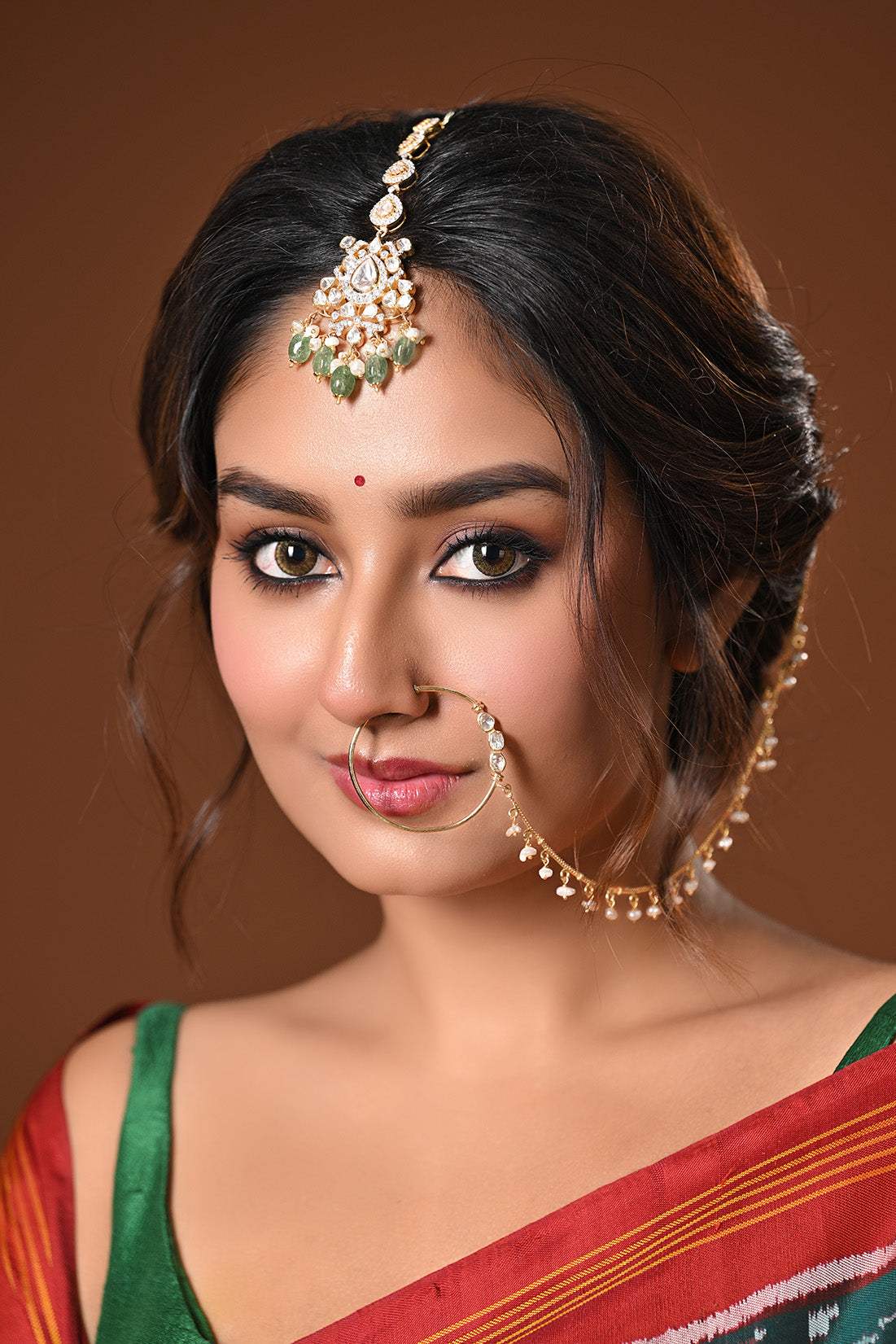 Noor-e-Bahar Handcrafted 92.5 Silver 3 stone Nath