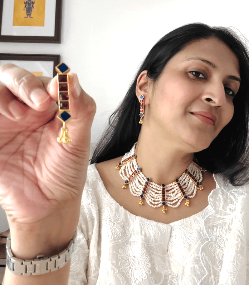 SitaRami Necklace and Earrings made using 92.5 Silver and Freshwater Pearls