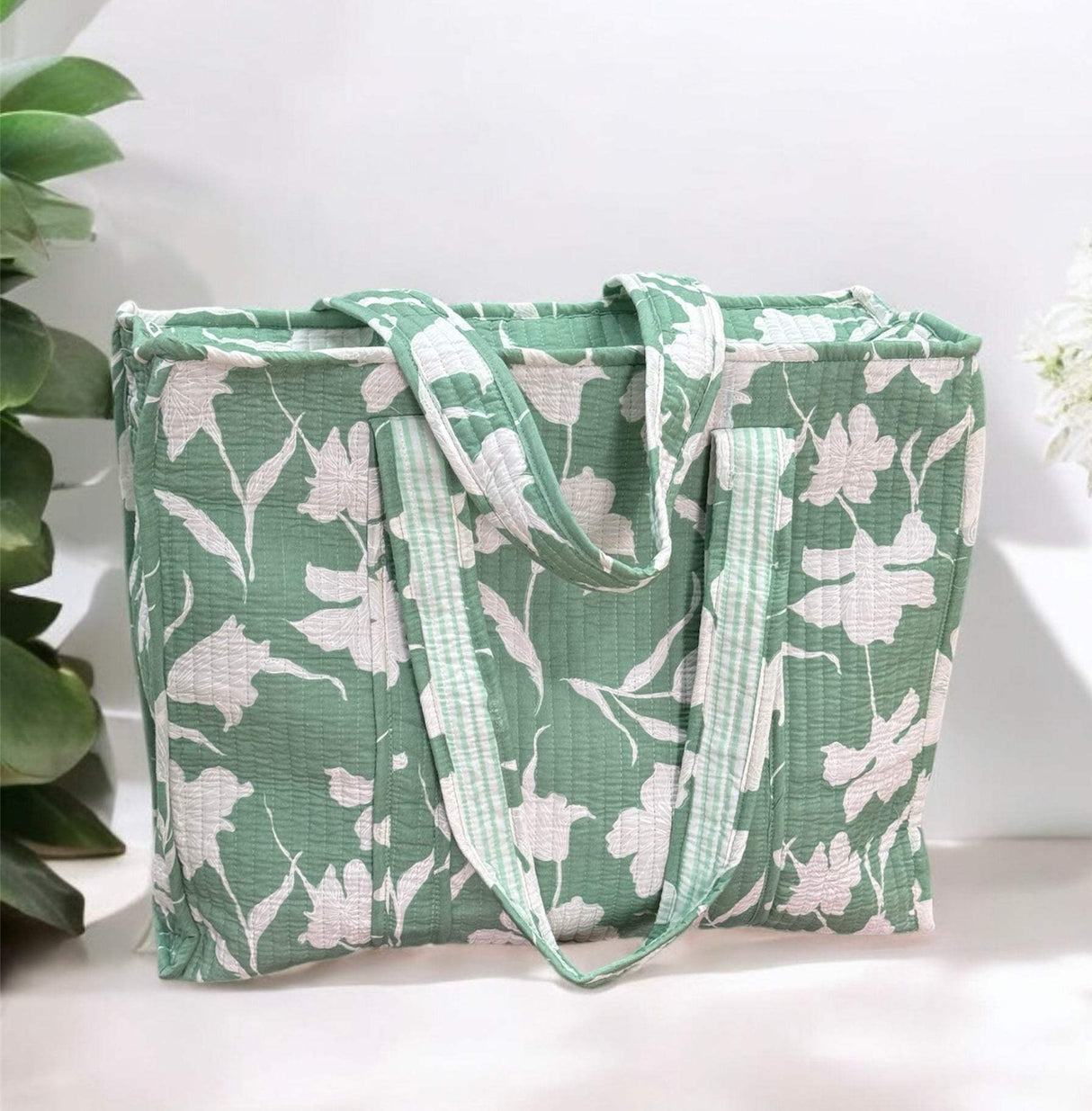 Office-friendly tote bags for women with zip closure and bottle holder made in India