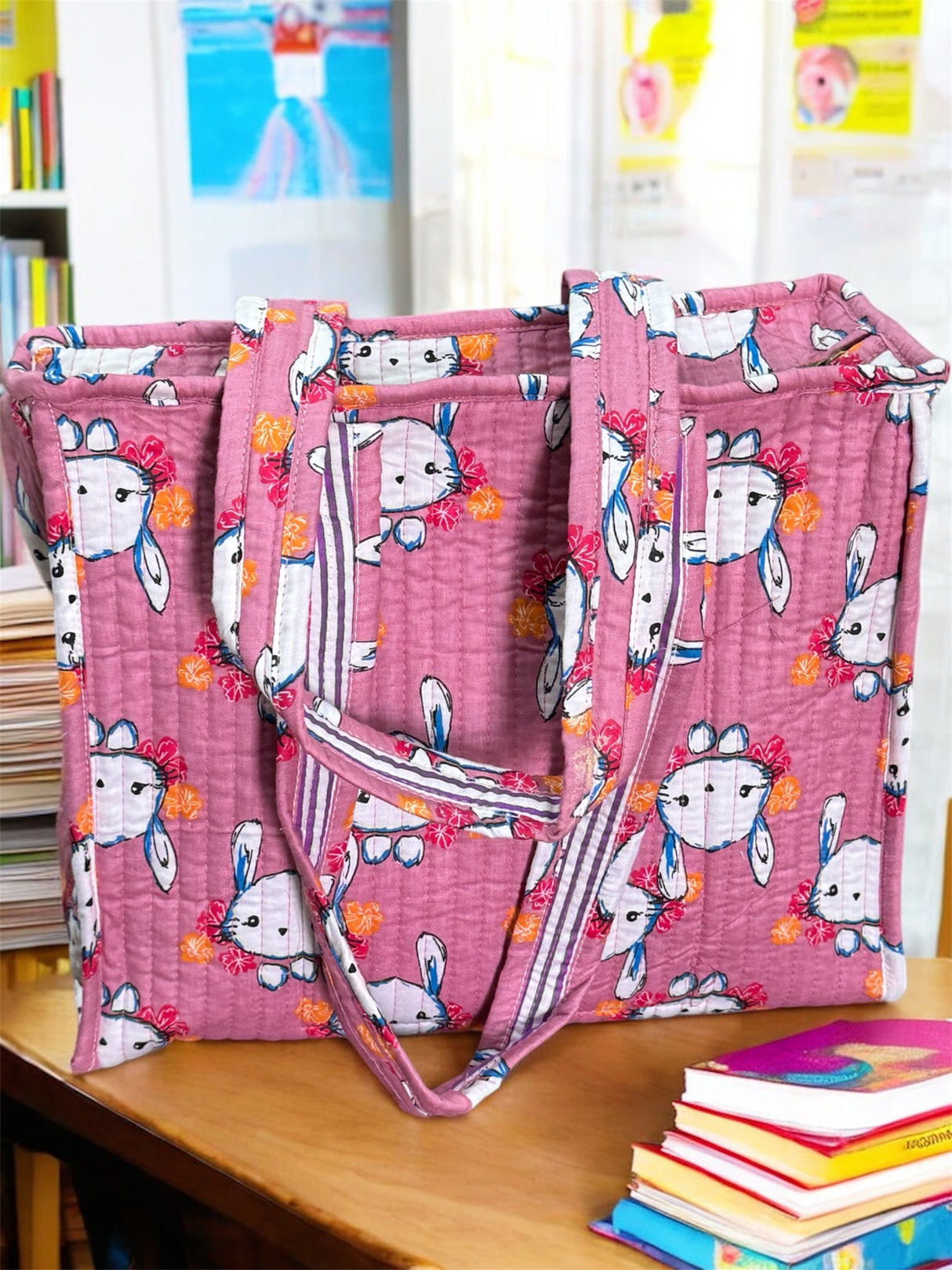 Lightweight cotton tote bags for kids to carry their own essentials in Canada  Foldable tote bags for moms to use as diaper alternatives during travel in UAE