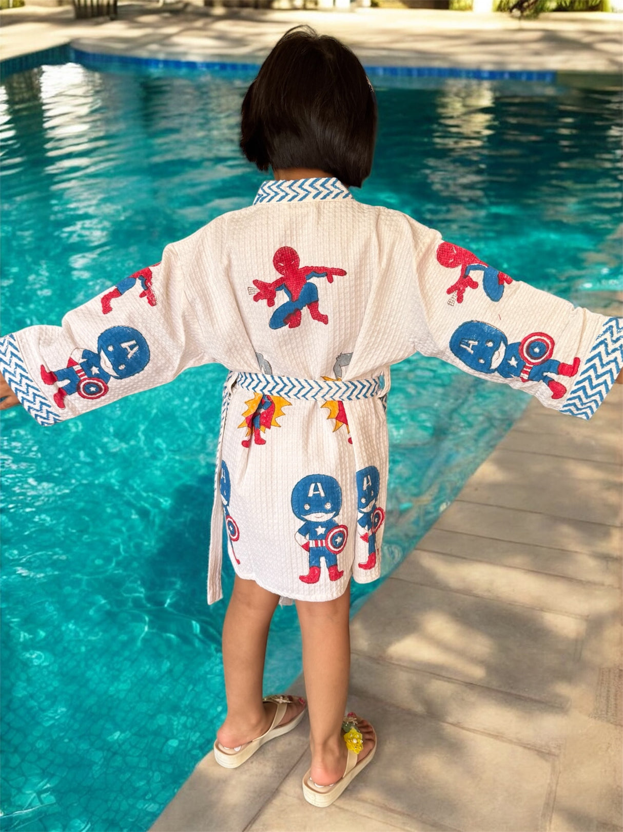 customized superhero kids bathrobes in bulk for birthday favors Middle East countries dubai kuwait