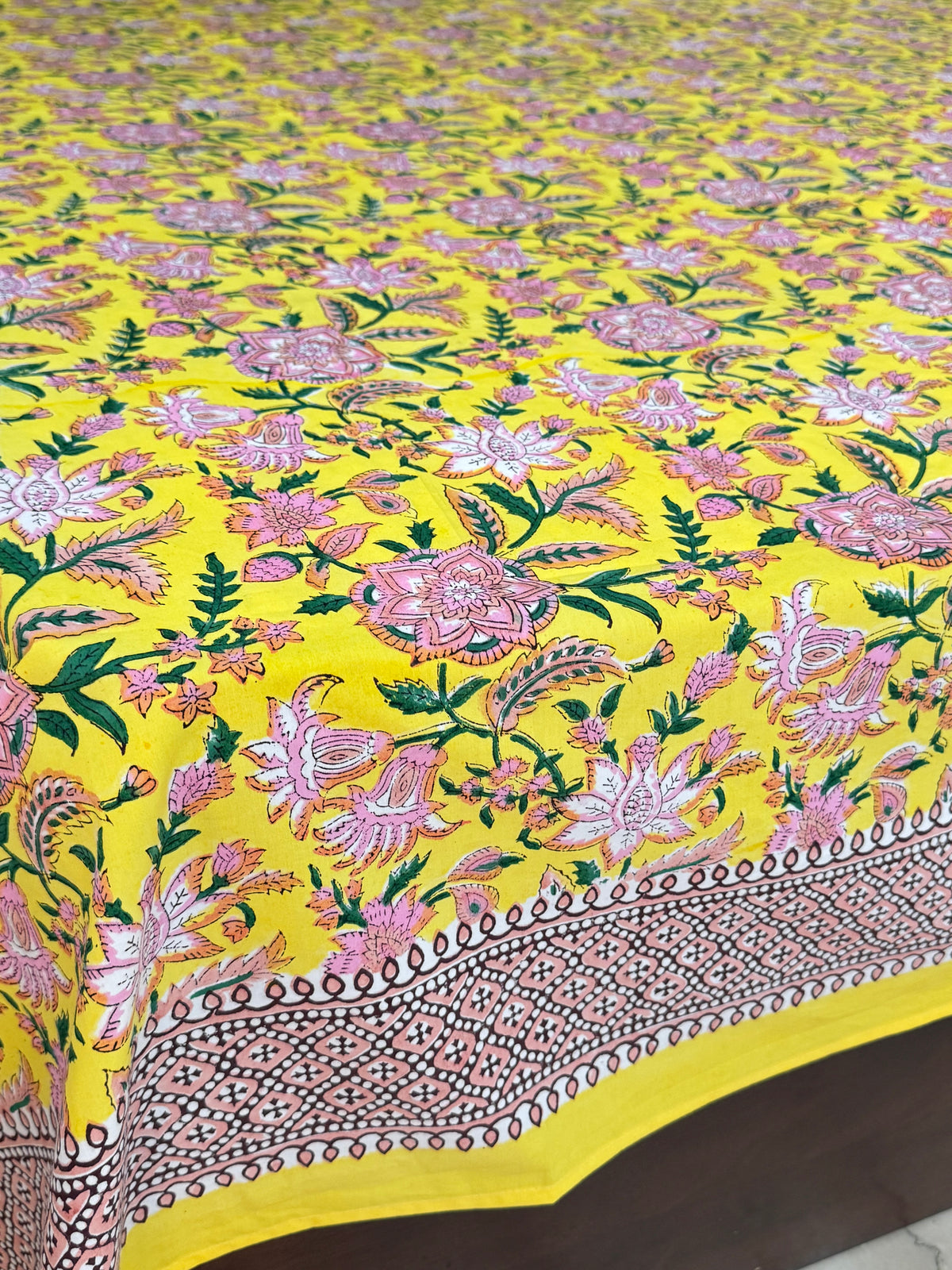 Traditional Indian block print floral bedsheet