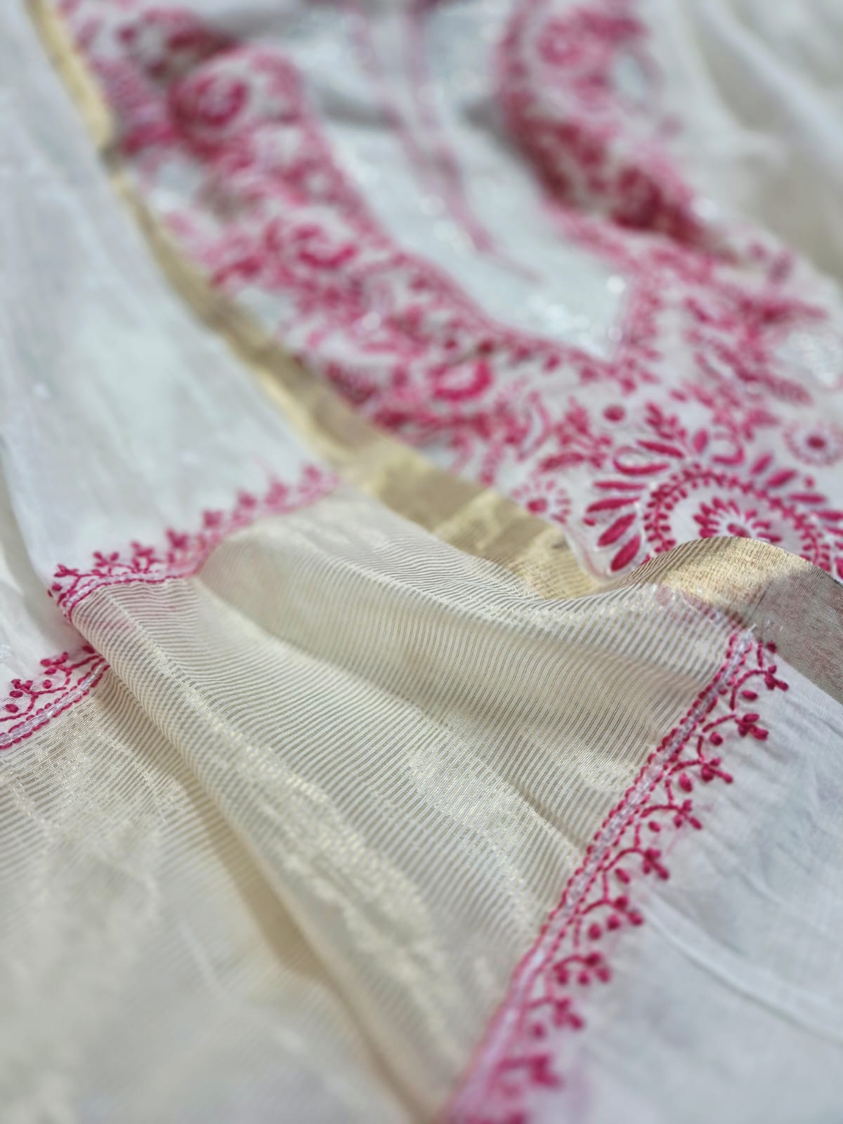Under-the-Shade-of-Stars- Chikankari Chanderi-Mul-Unstitched-Suit-Set
