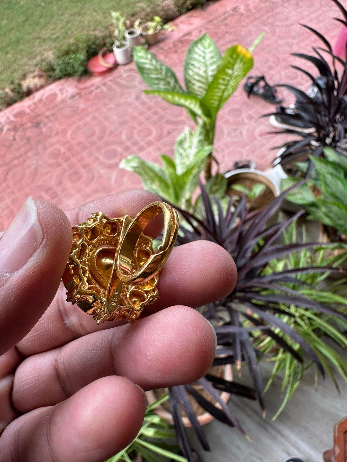 Eternal Radiance Handcrafted Adjustable 92.5 Silver Ring with Moissanite polki