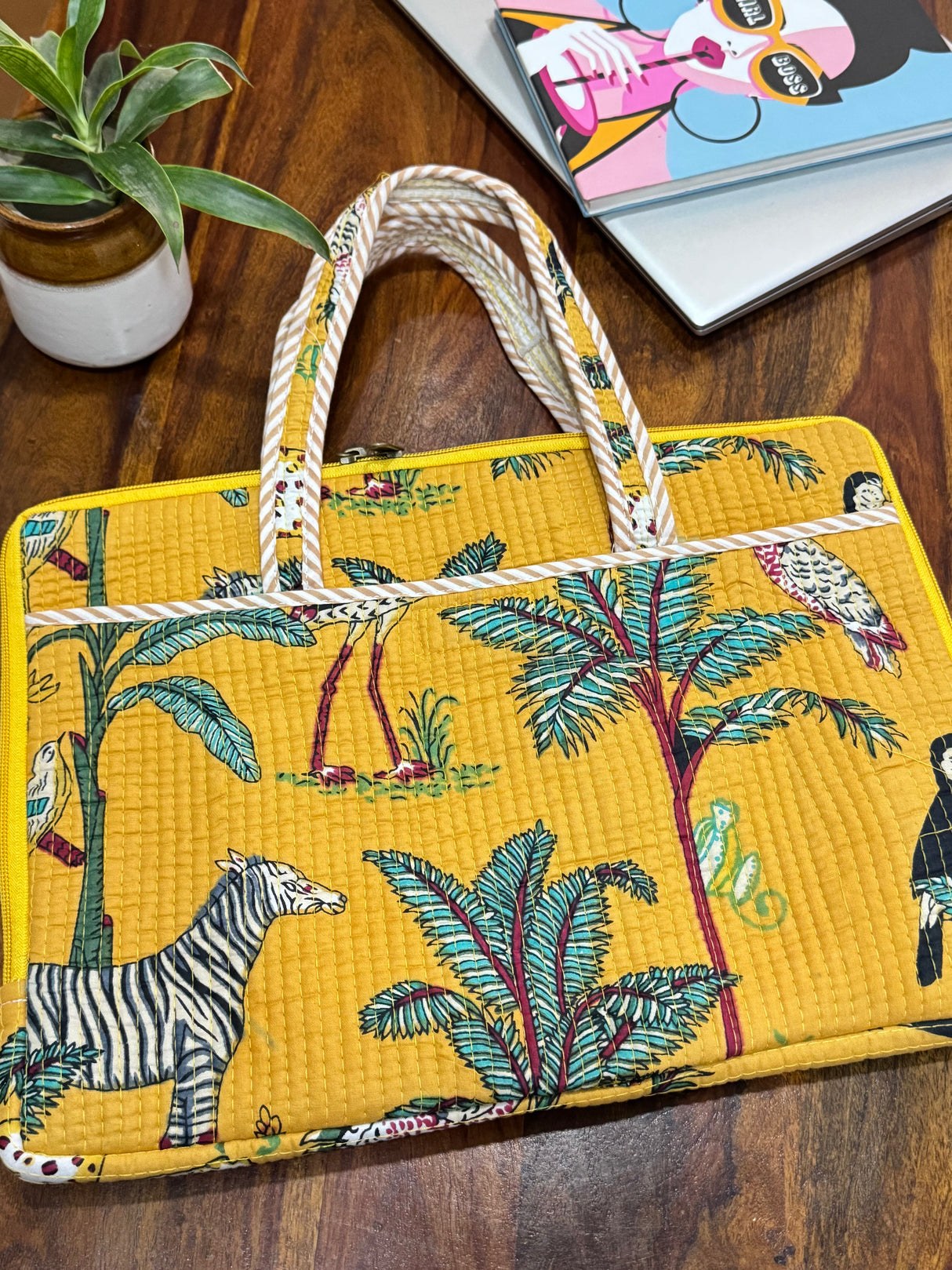 artisan-safari-print-quilted-laptop-sleeve